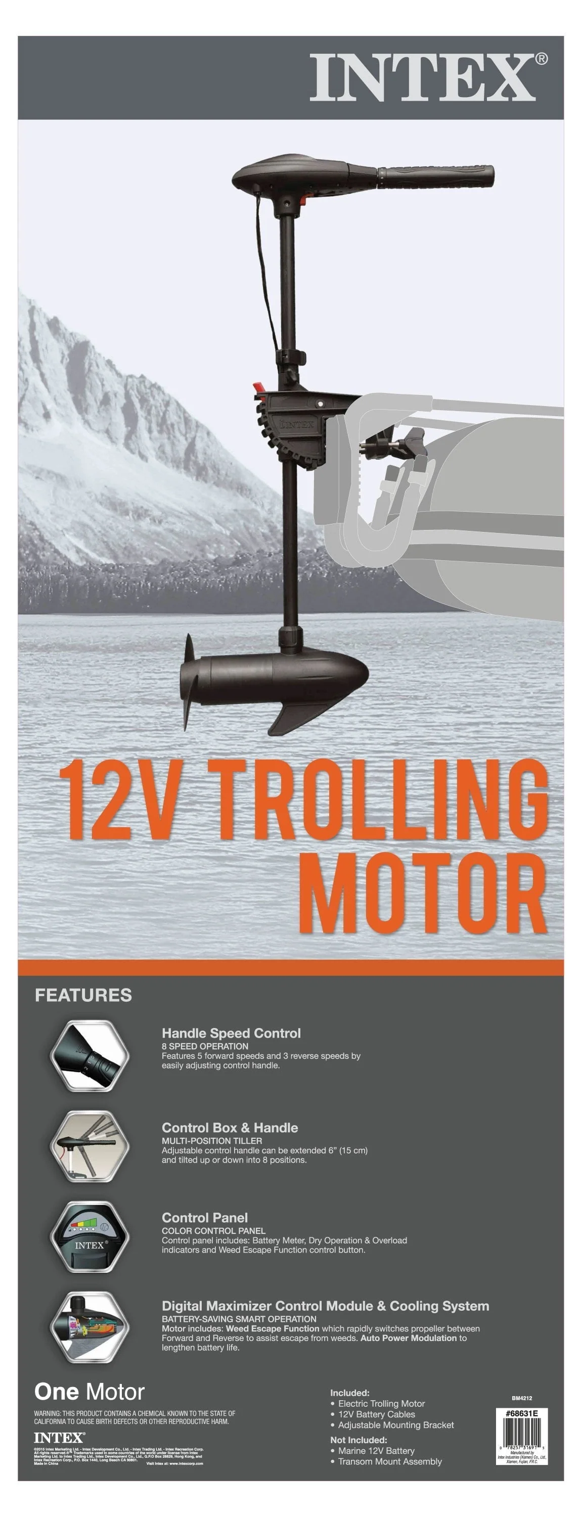 Intex 5 Person Fishing Boat Set w/2 Oars & Eight Speed Trolling Motor - Image 5