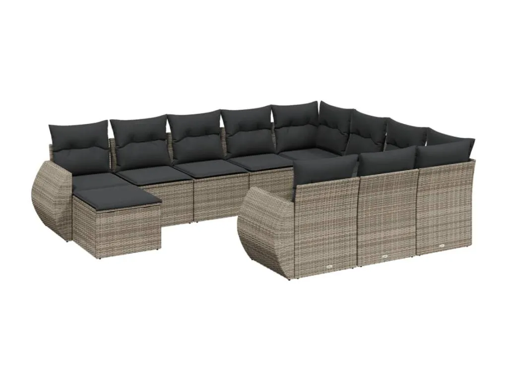 Set de sofás de jardín 11 pzas y cojines ratán sintético gris 30799ypna
