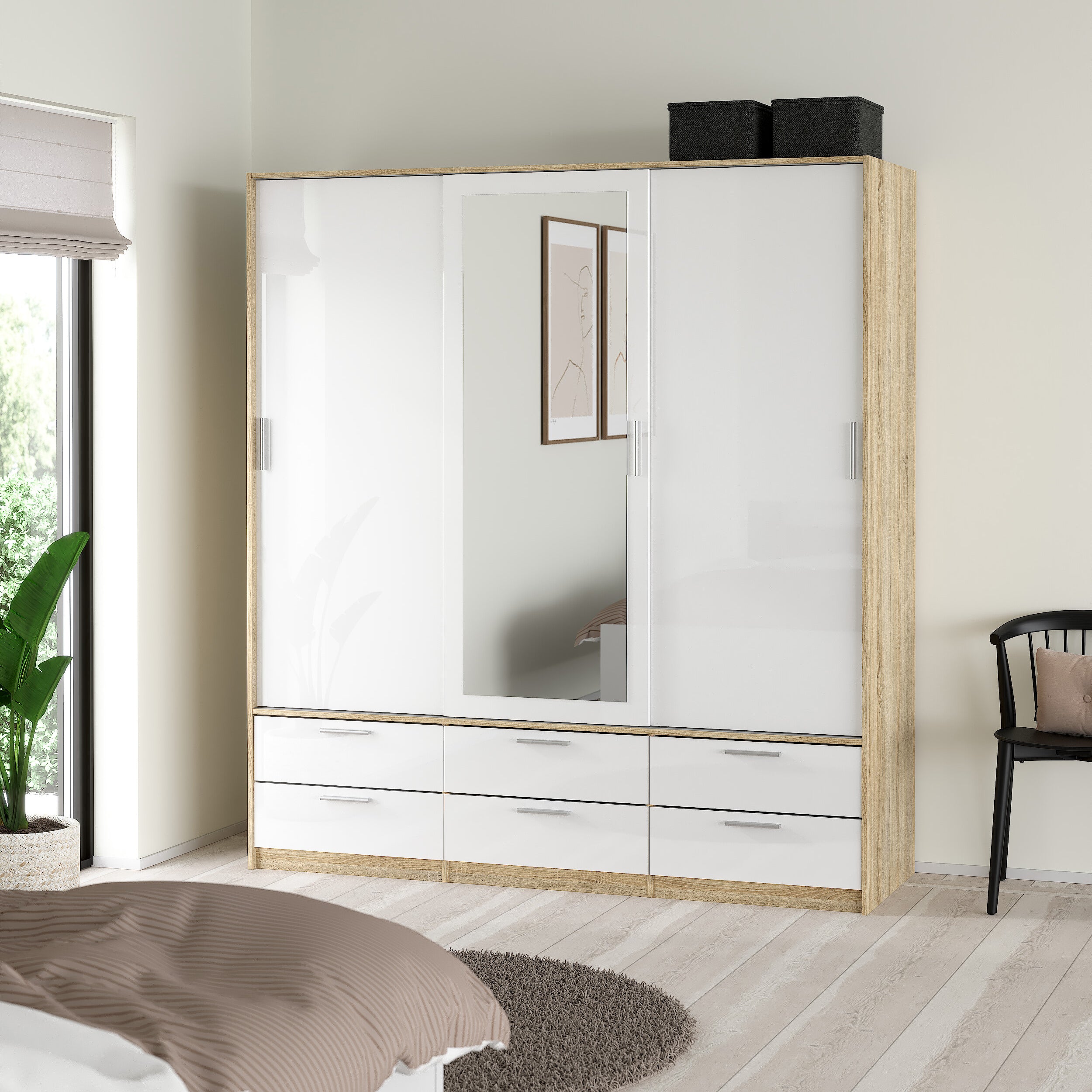 by fonQ basic Slim Kledingkast - B 181,4 cm - Glossy Wit