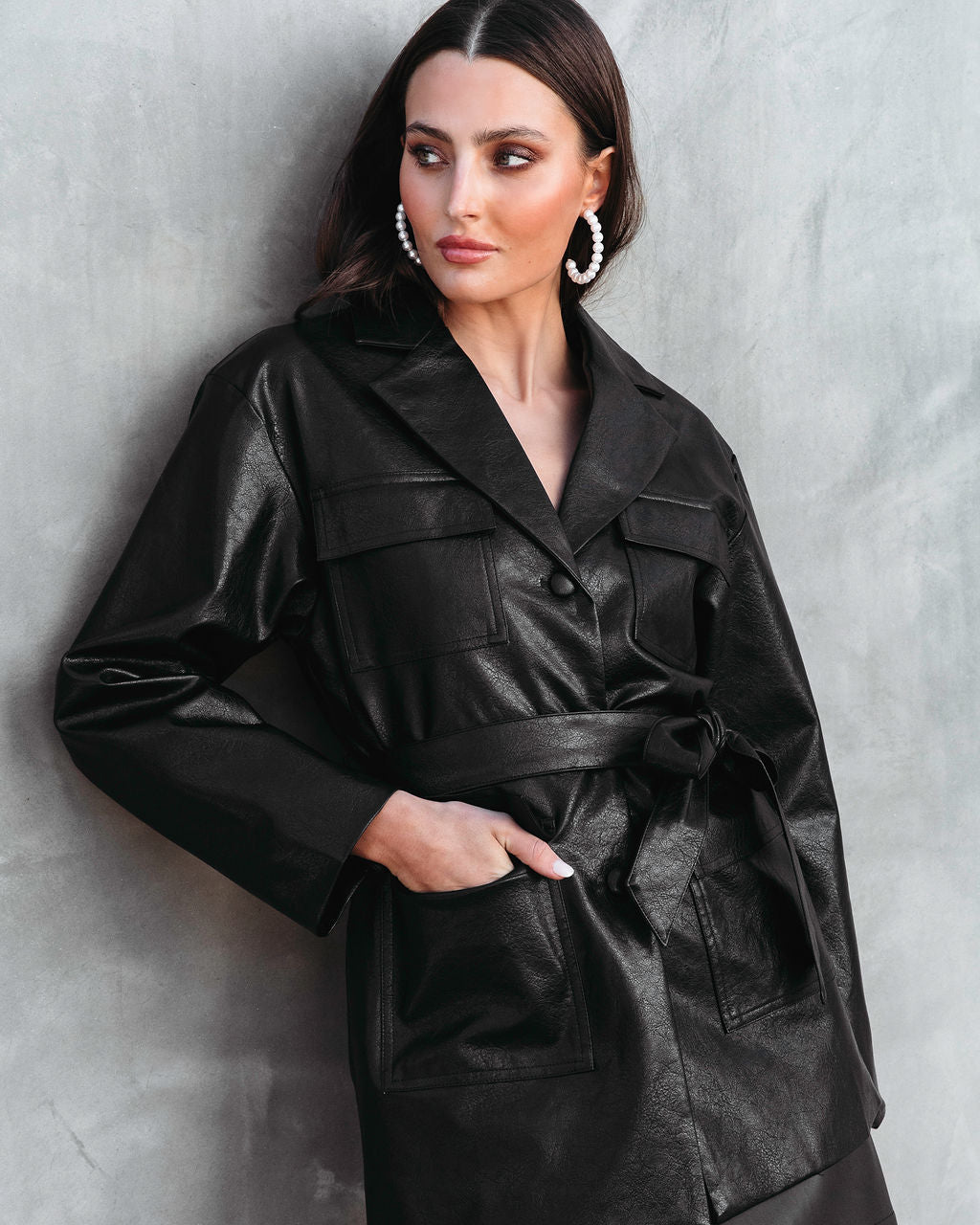 Express Yourself Utility Faux Leather Jacket - Black - Se7enfashion