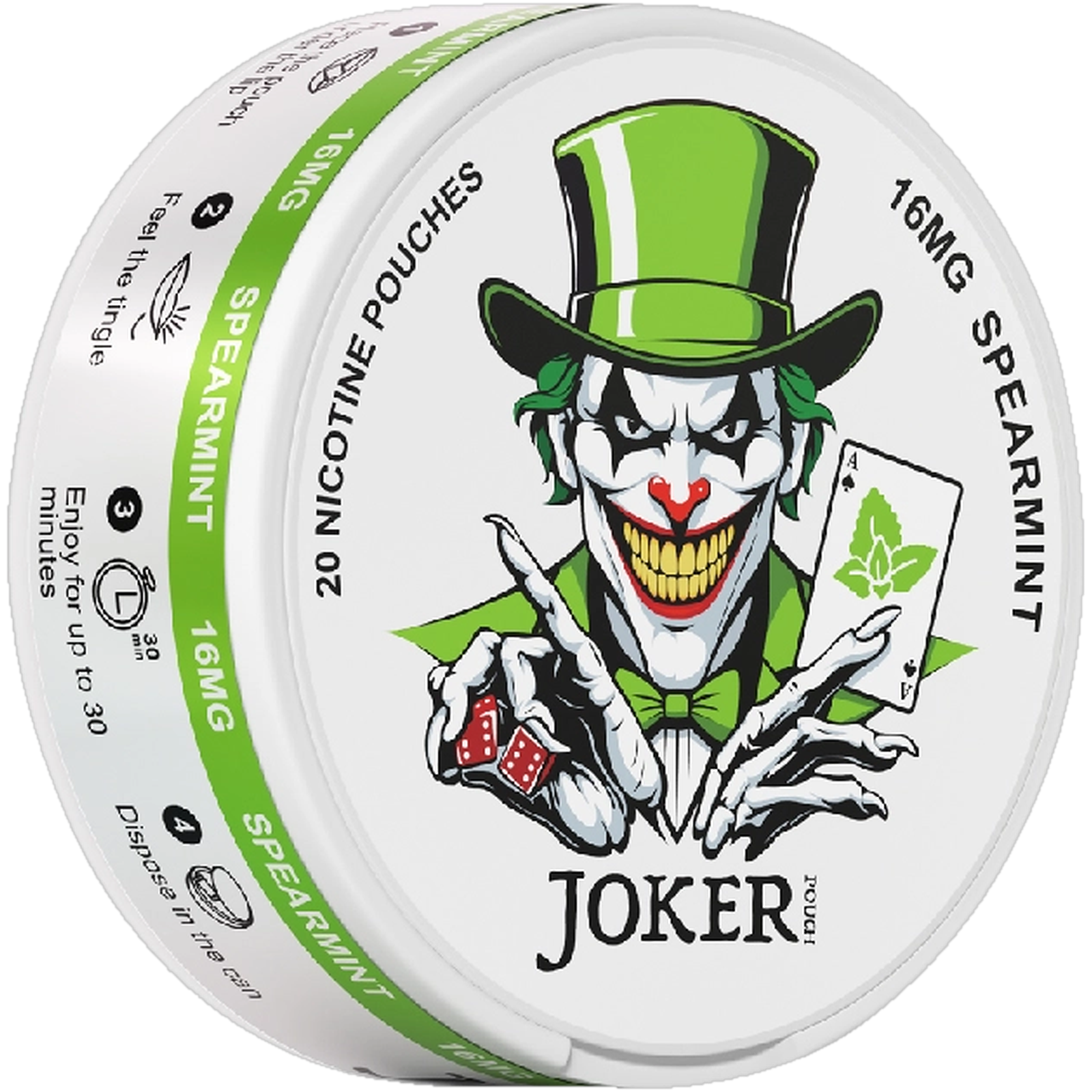 Joker Spearmint 16mg nicotine pouches (side)