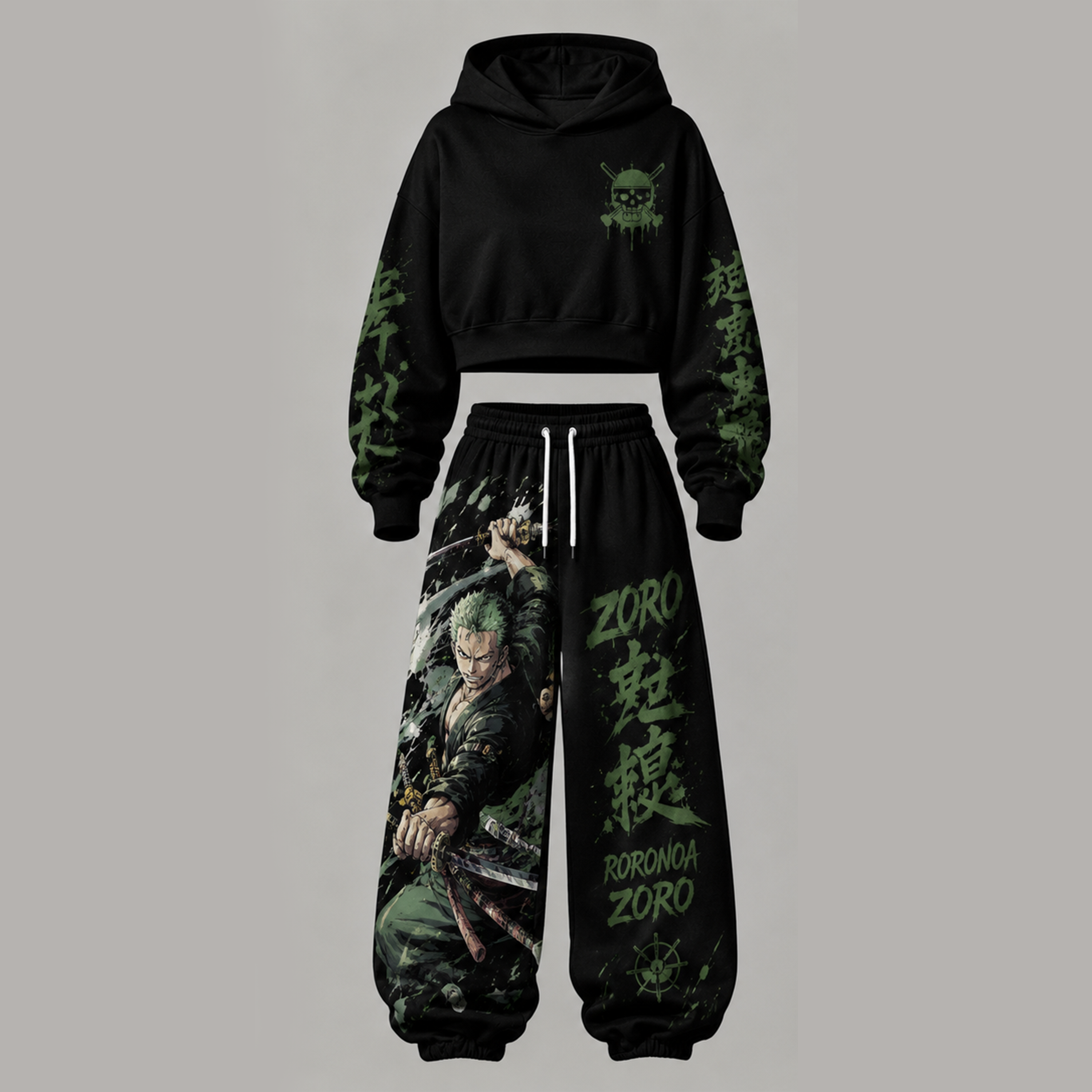One Piece Cropped Long Sleeve Hoodie & High Waist Jogger Pants Two Piece TeeThreads Sustain the Scene with Custom Apparel