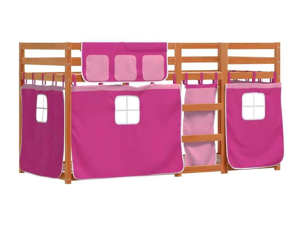 Litera con cortinas Hogarve maciza de Hogarve rosa 90x200 cm vfpk16208