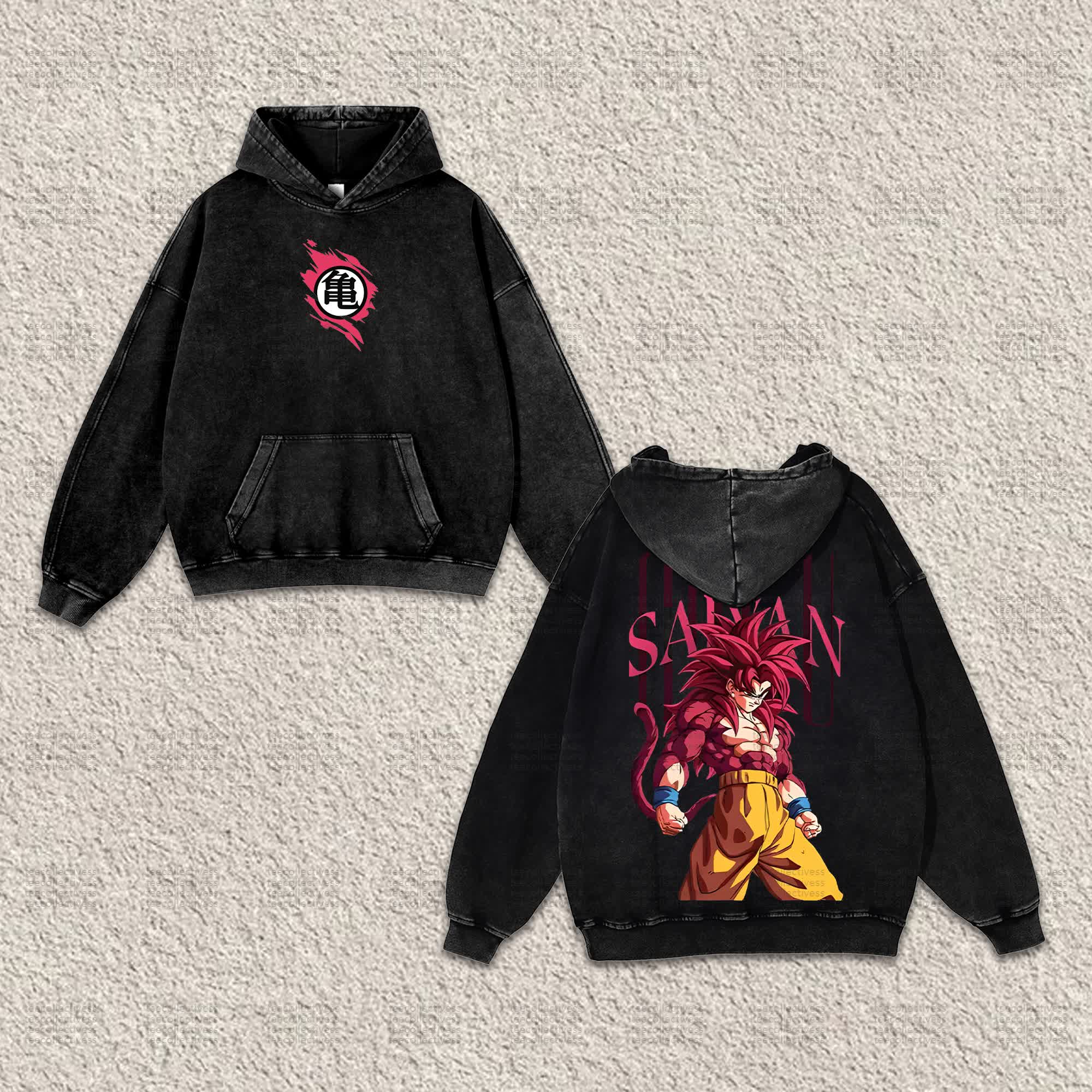 Unisex “DrangonBall Z” Anime Graphic Streetwear Vintage Washed Hoodie