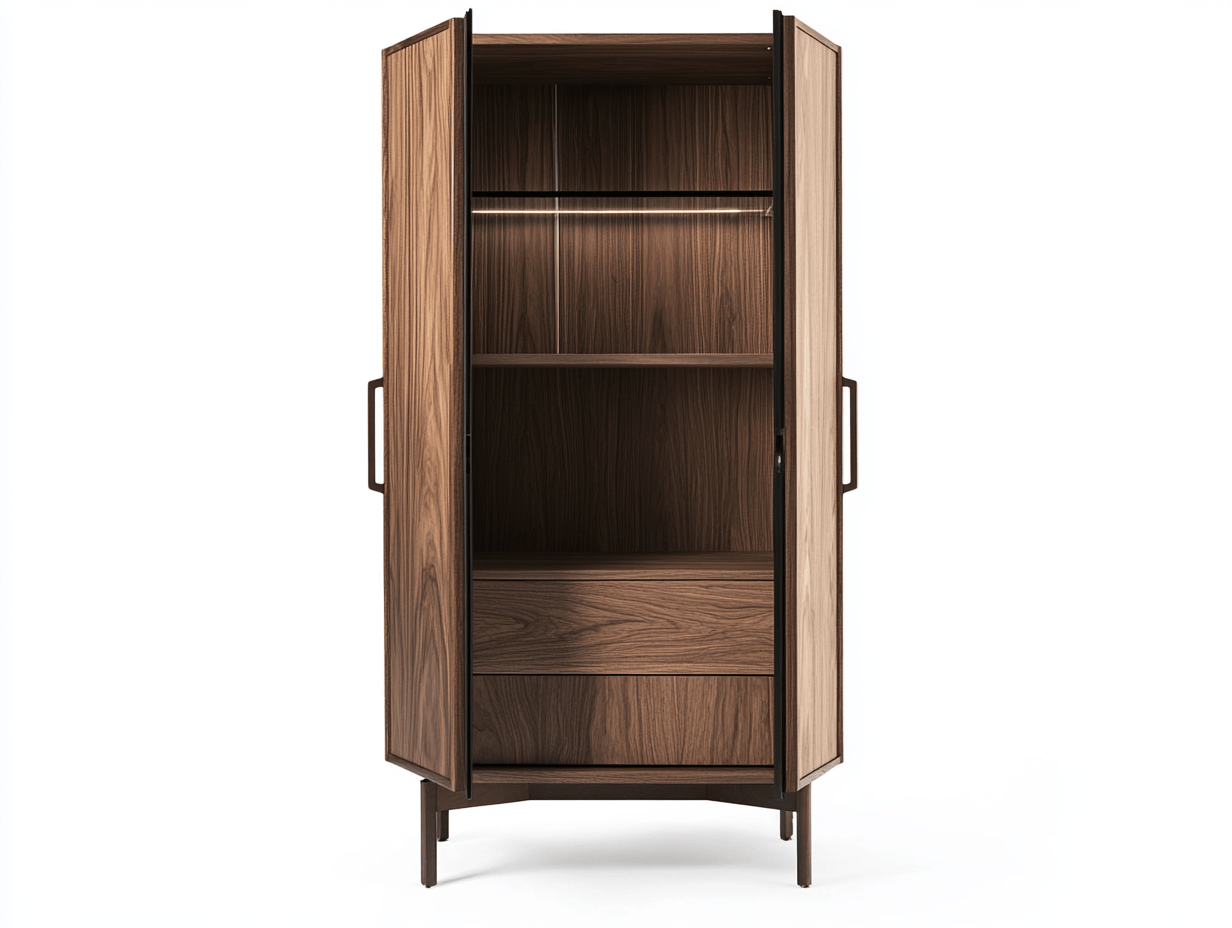 Armario Alto con Puertas de Madera y Estantes Internos