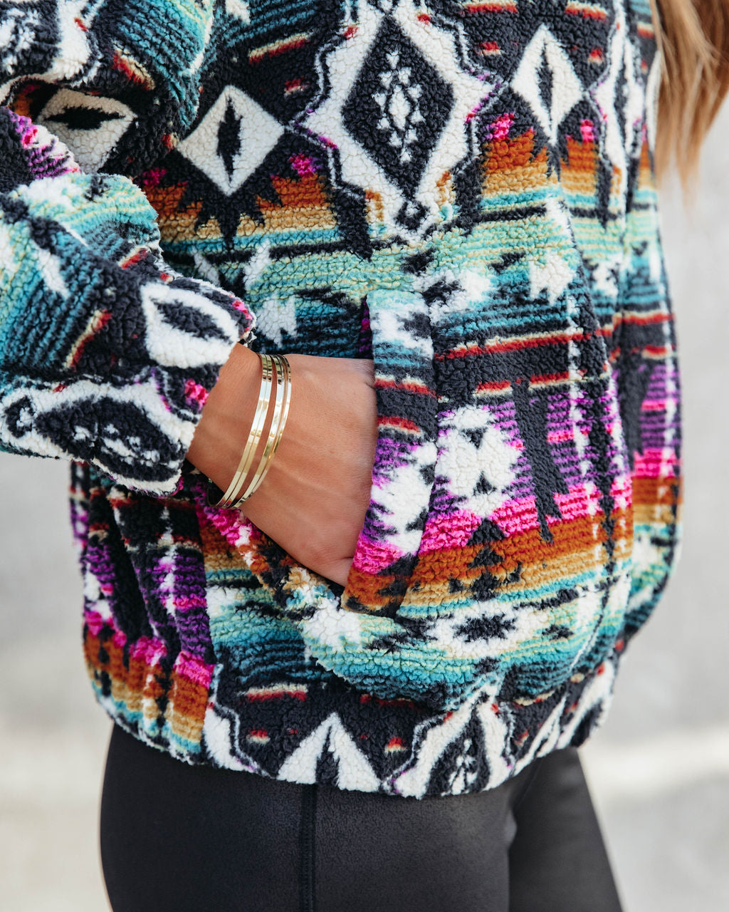 Moving Mountains Pocketed Printed Teddy Jacket - Se7enfashion