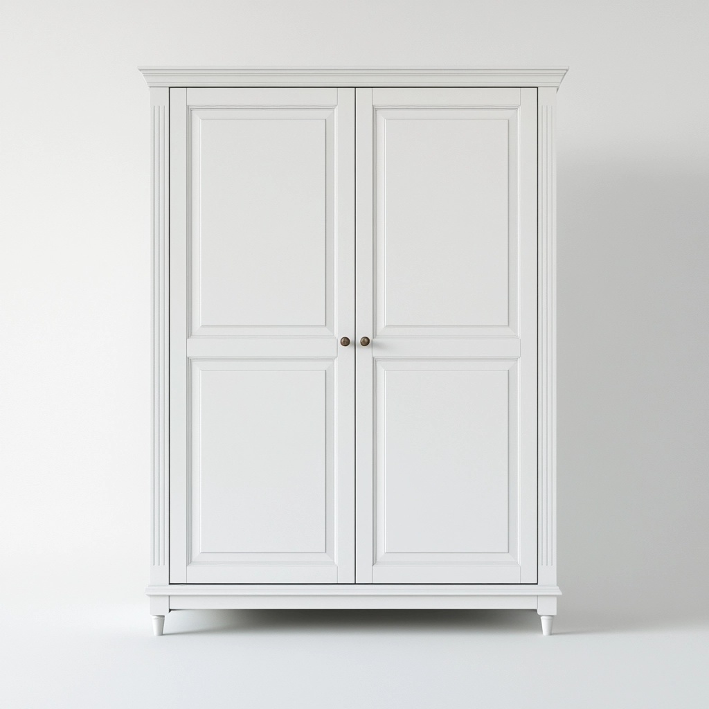 Armario de dormitorio clásico blanco de madera con puertas dobles almacenamiento amplio y diseño elegante 200x120x55 cm armario ropero WH3546079