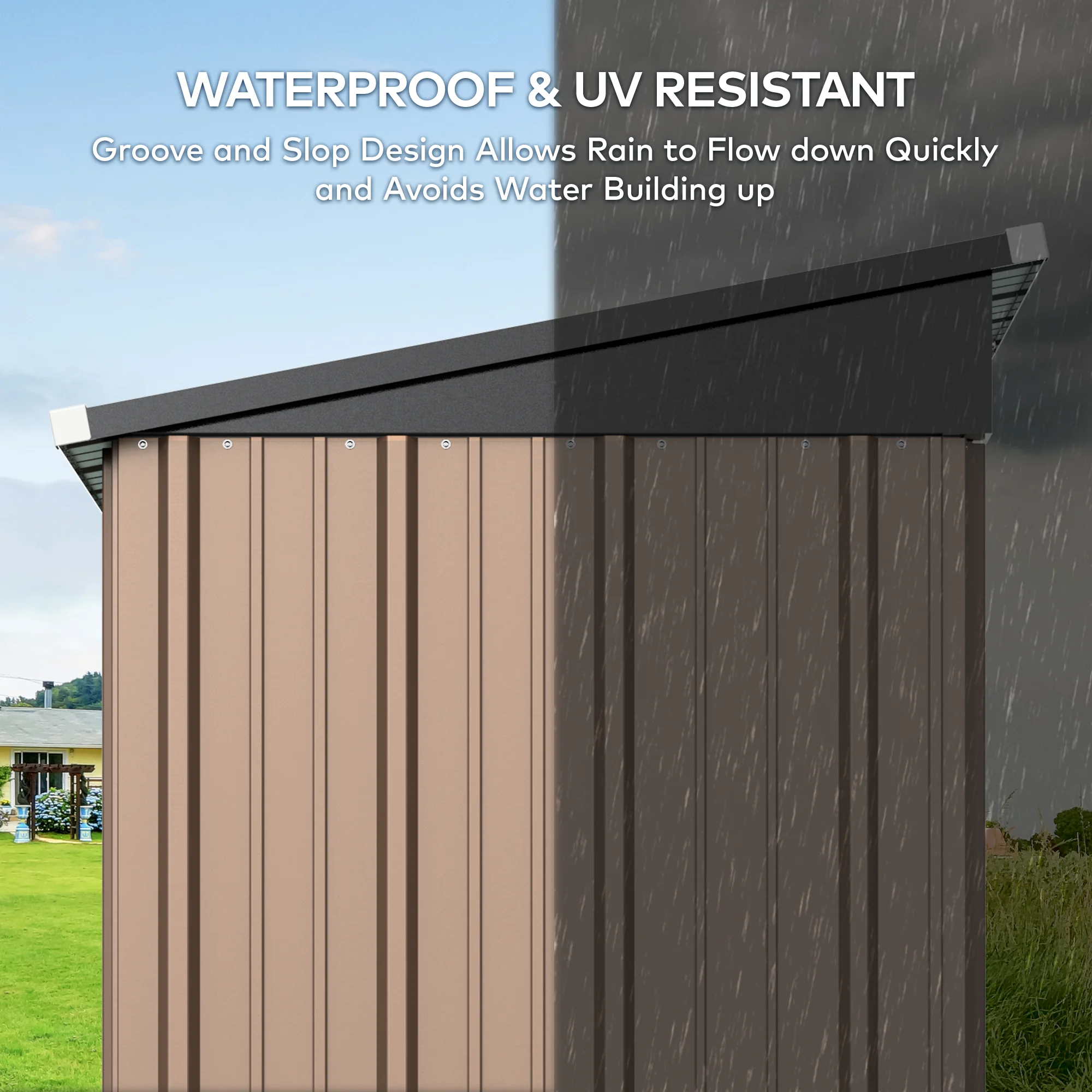 5' x 3' Outdoor Storage Shed, Metal Outdoor Storage Cabinet with Single Lockable Door, Waterproof Tool Shed,Gray - Image 15
