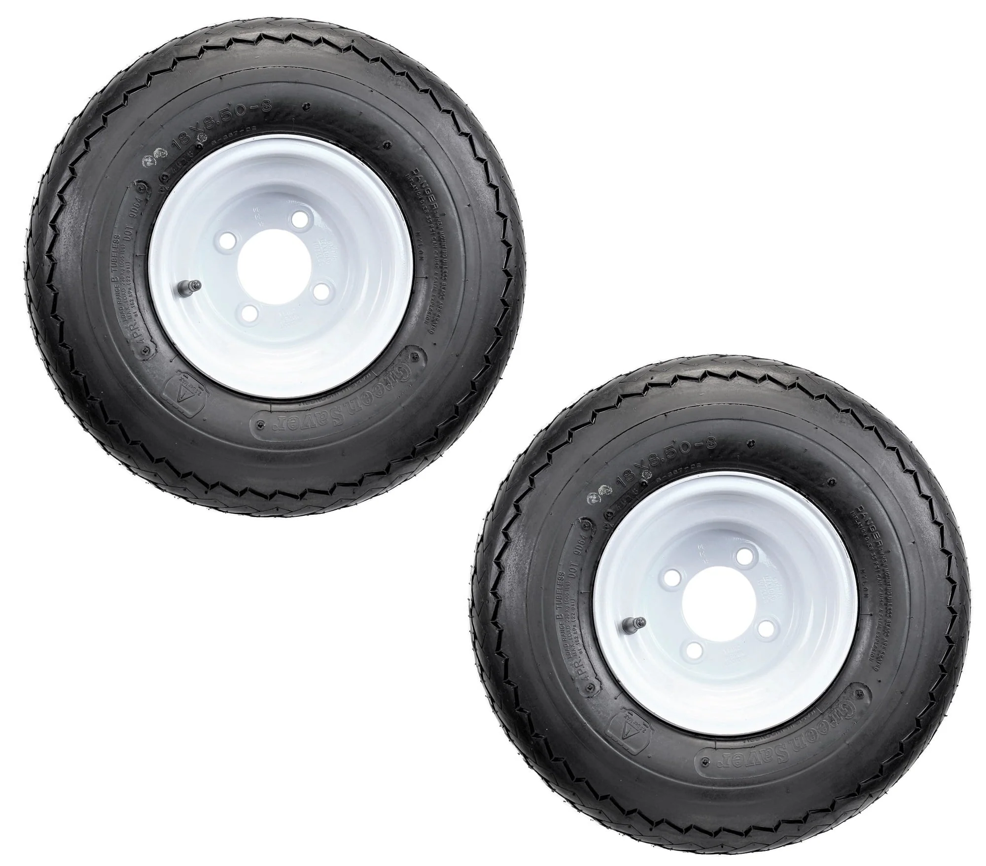 2 - Pk Ecustomrim 90002 Golf Cart Tires on Rims 18X8.50 - 8 18 x 8.50 x White 4 Lug