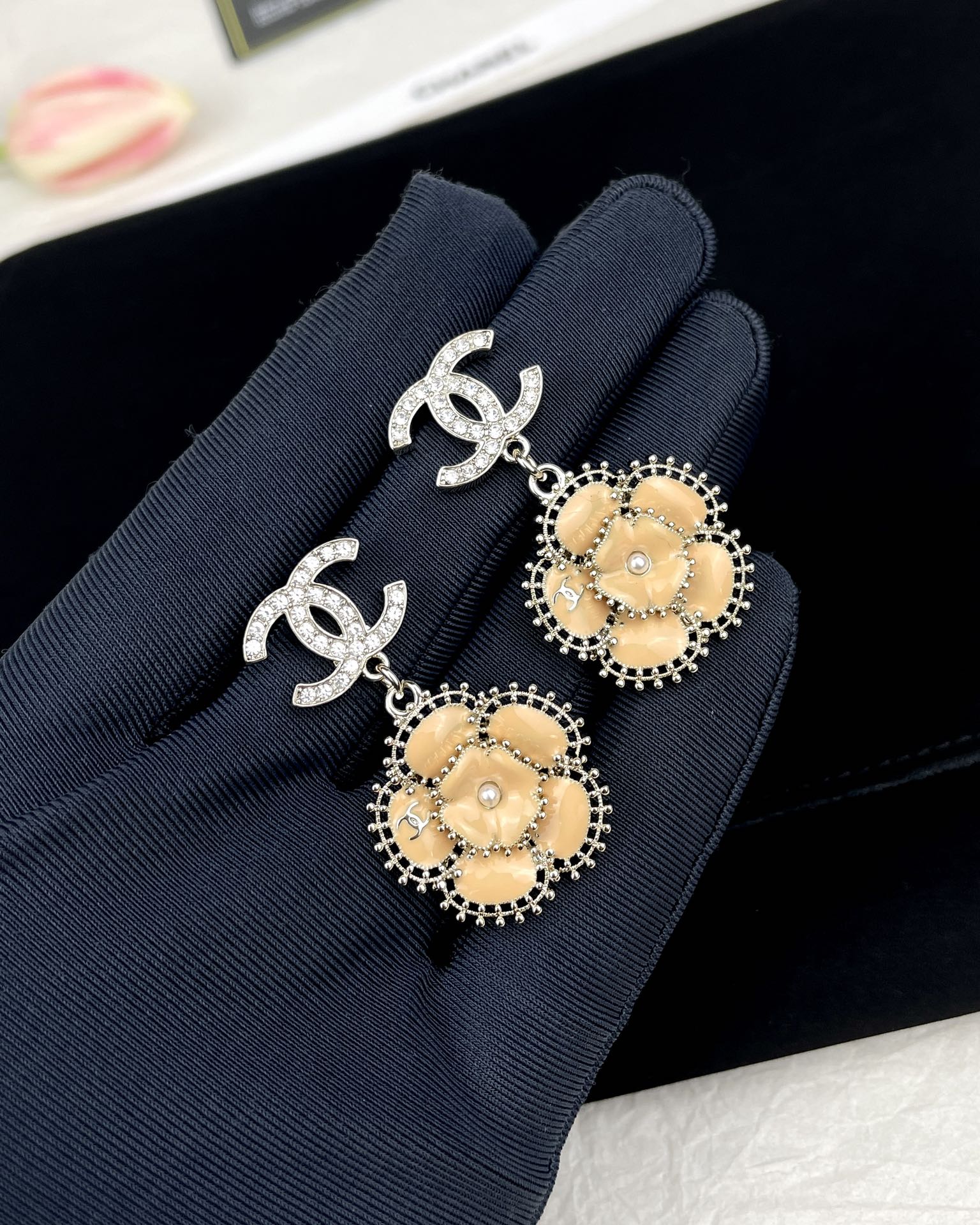 Chanel Enamel Camellia Earrings - Original Replica Club