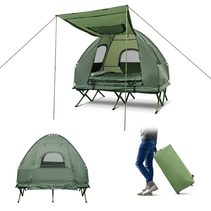WAYFAIR 5-In-1 Tent Cot 2-Person Portable Outdoor Camping Tent Combo With Air Mattress Sleeping Bag & Sunshade