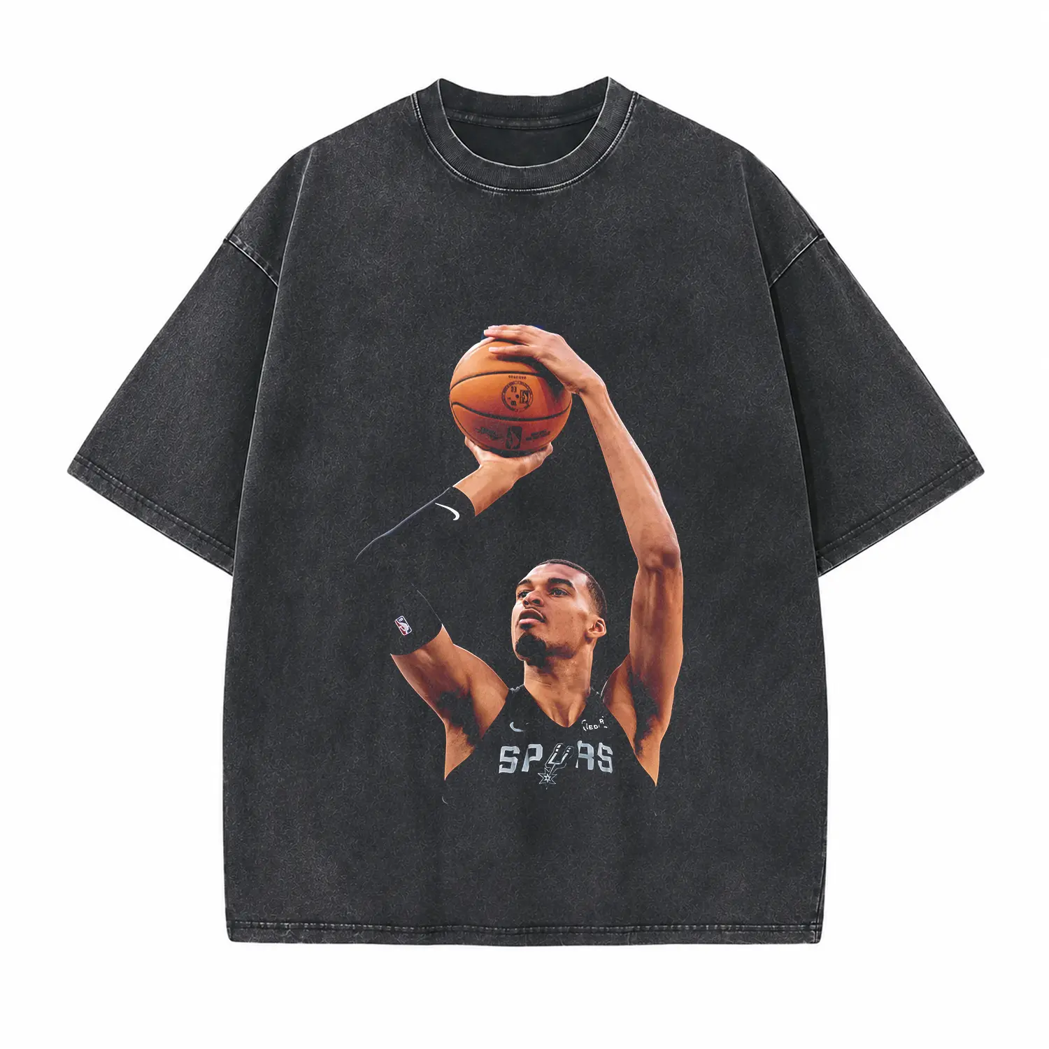 Basketball Shooting Graphic Printed Unisex Washed T-Shirt