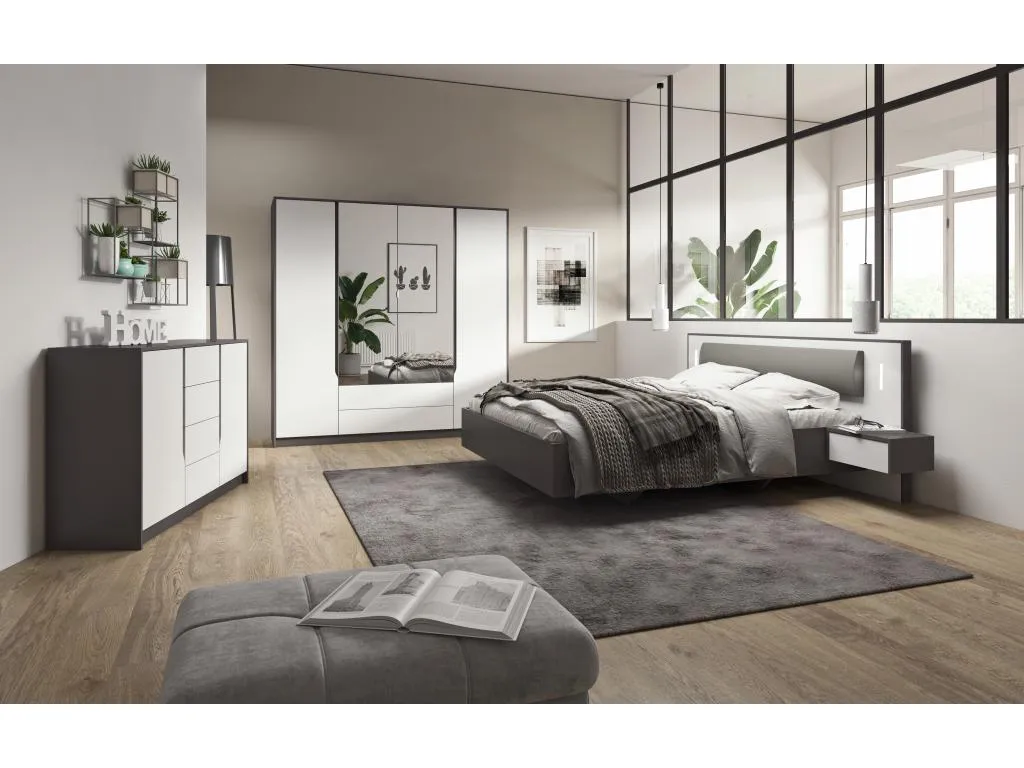 Armario cama Alkifurniturees B 160x200 Blanco / Gris ZSFS39144