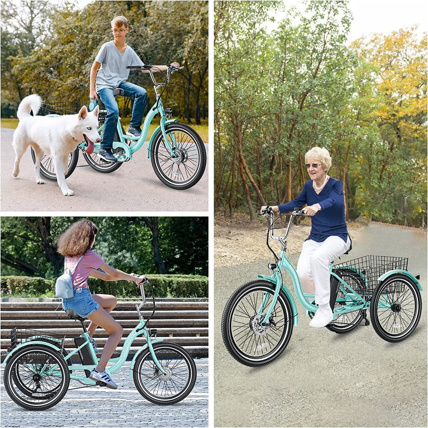 MOONCOOL Electric Tricycle, 350W 36V 24 Inches 7 Speeds 3 Wheels Electric Bikes for Adults, Motorized Electric Trike Three Wheel Electric Bicycle - Image 8