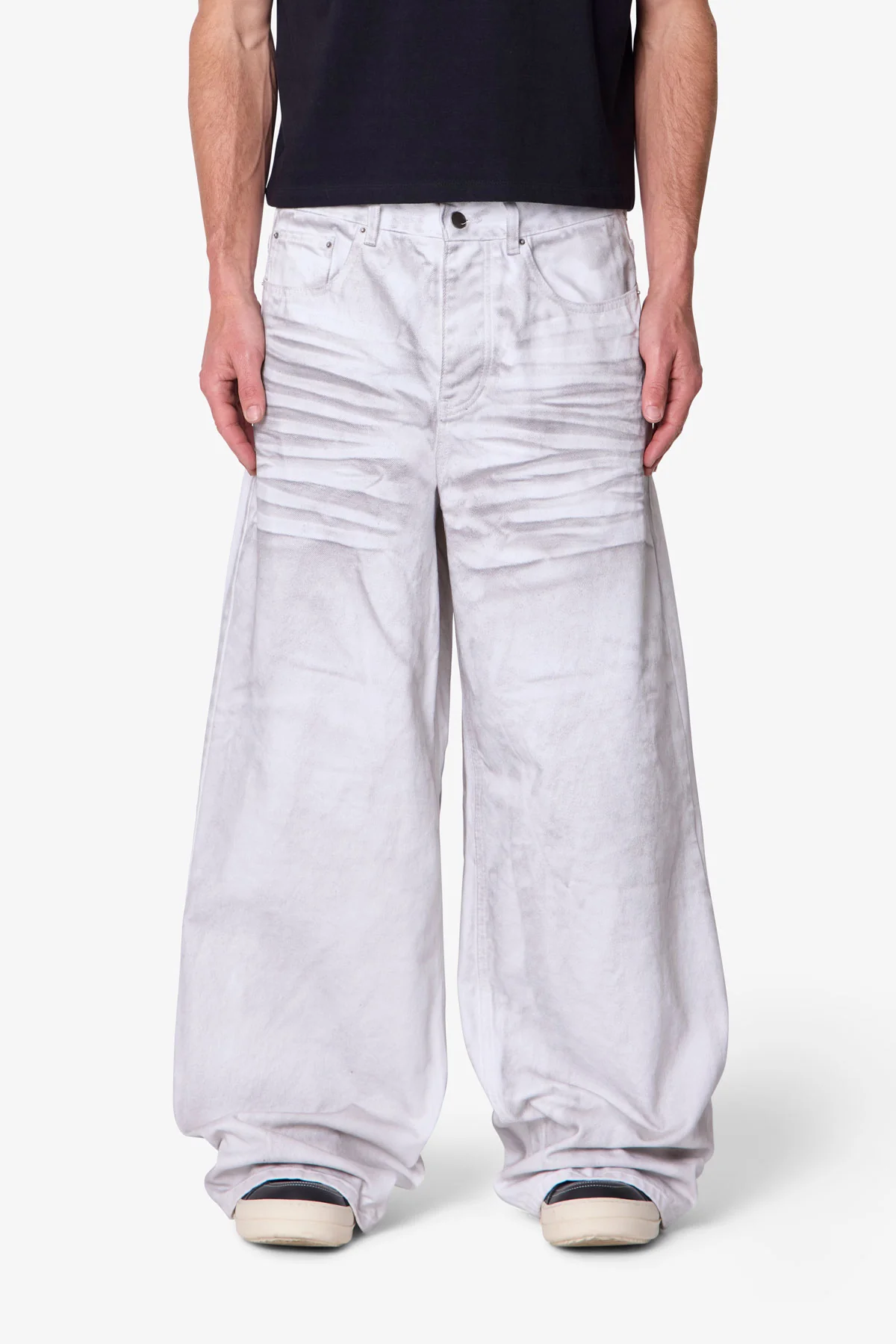 Ultra Wide Stained Denim - White