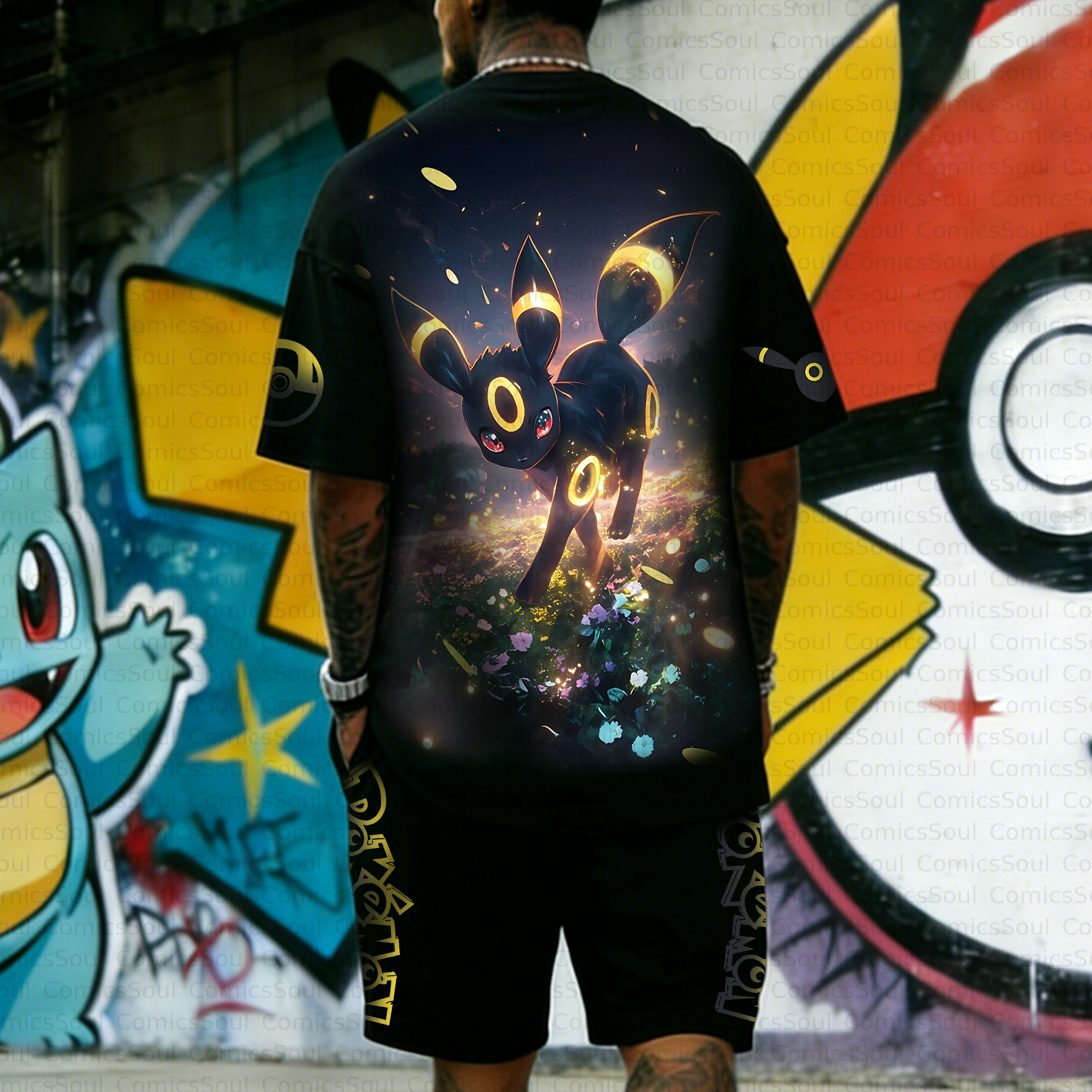 Unisex Anime Inspired Vintage T-shirt& Shorts 2 Pieces Set
