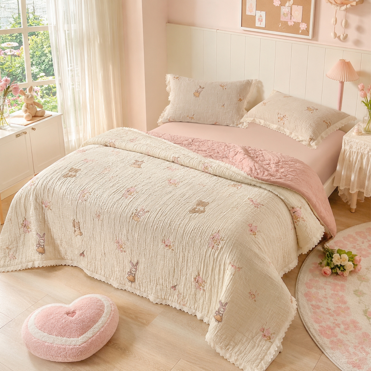 100 Cotton Soft Comforter Polyester Filled Cartoon Embroidery All Season Quilt Private Label Spring Autumn Quilt