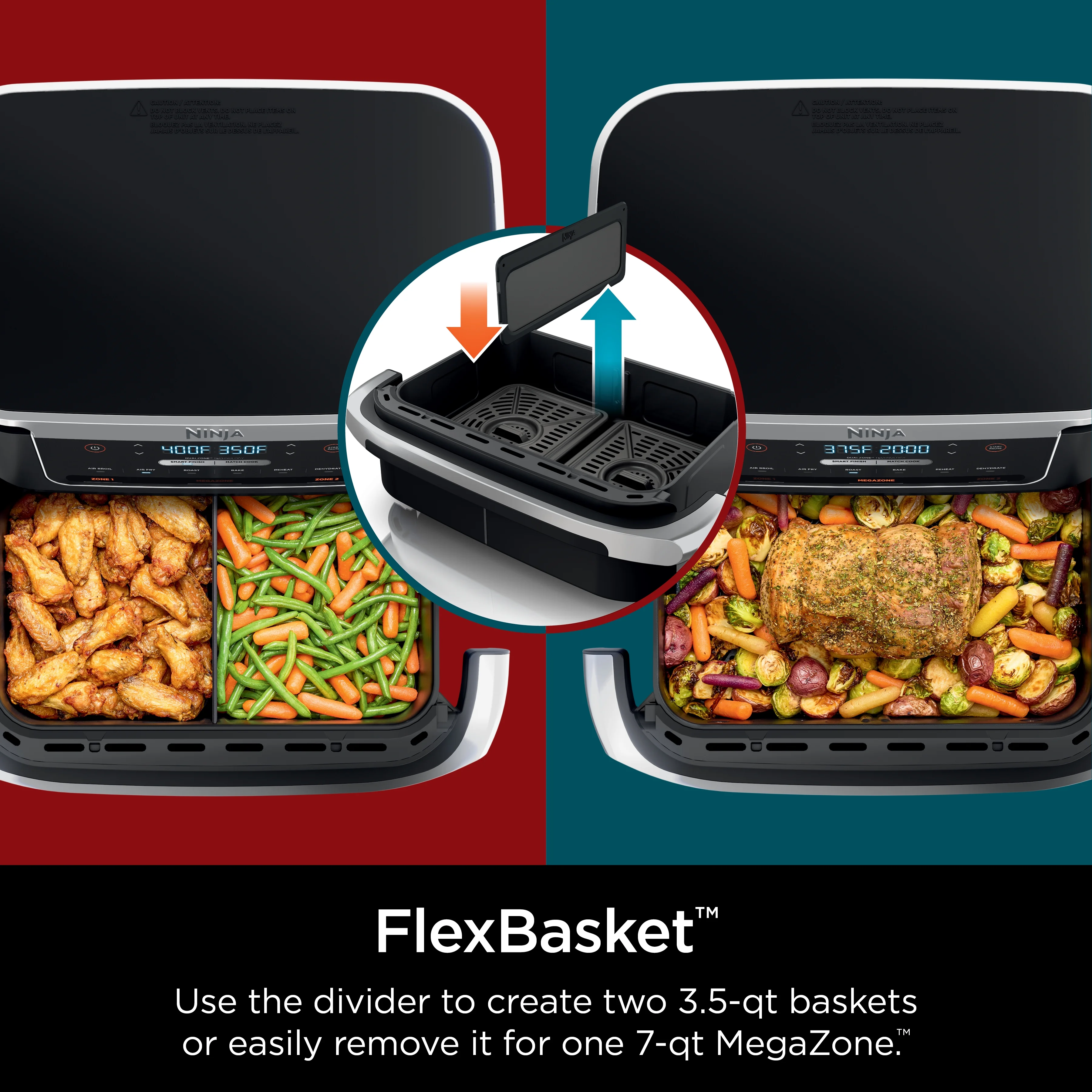 Ninja Foodi DualZone FlexBasket Air Fryer with 7-qt MegaZone - Image 2
