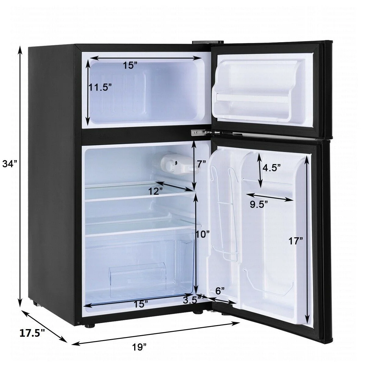 Costway Refrigerator Small Freezer Cooler Fridge Compact 3.2 cu ft. Unit, Grey - Image 21