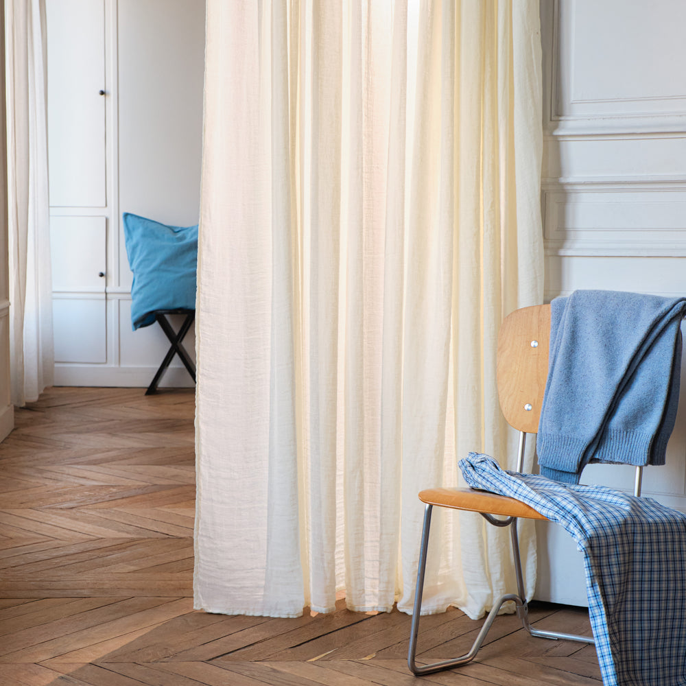 Voile en lin & coton - Blanc Coquillage