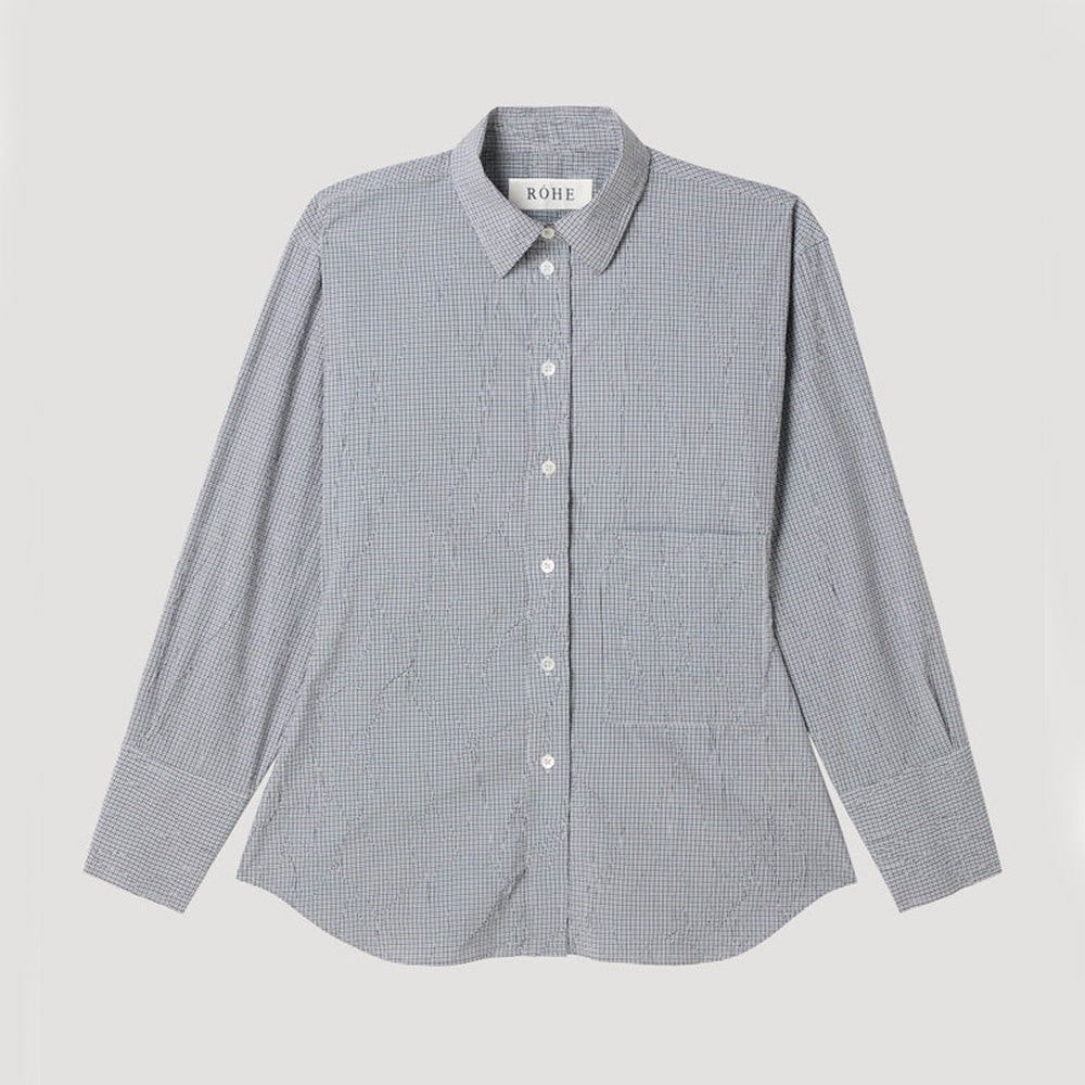 Rohe - Chemise Carreaux Froissés - Gris