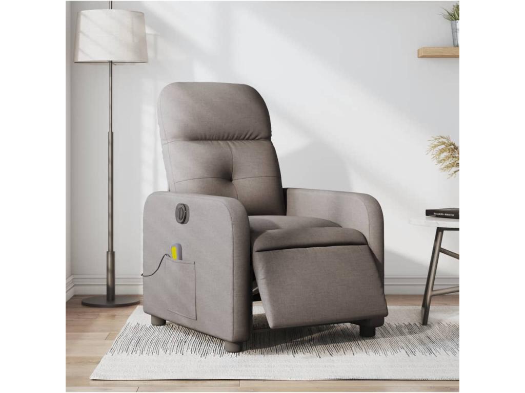 Sillón reclinable de masaje eléctrico tela gris taupe