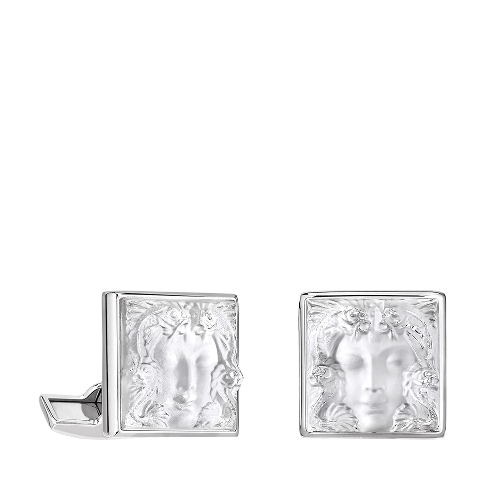 BOUTONS DE MANCHETTES ARÉTHUSE - CRISTAL INCOLORE, FINITION PALLADIUM