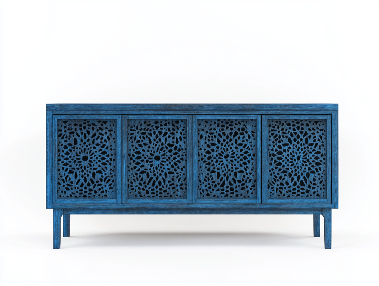Mueble de madera azul diseño moderno armario funcional sala de estar