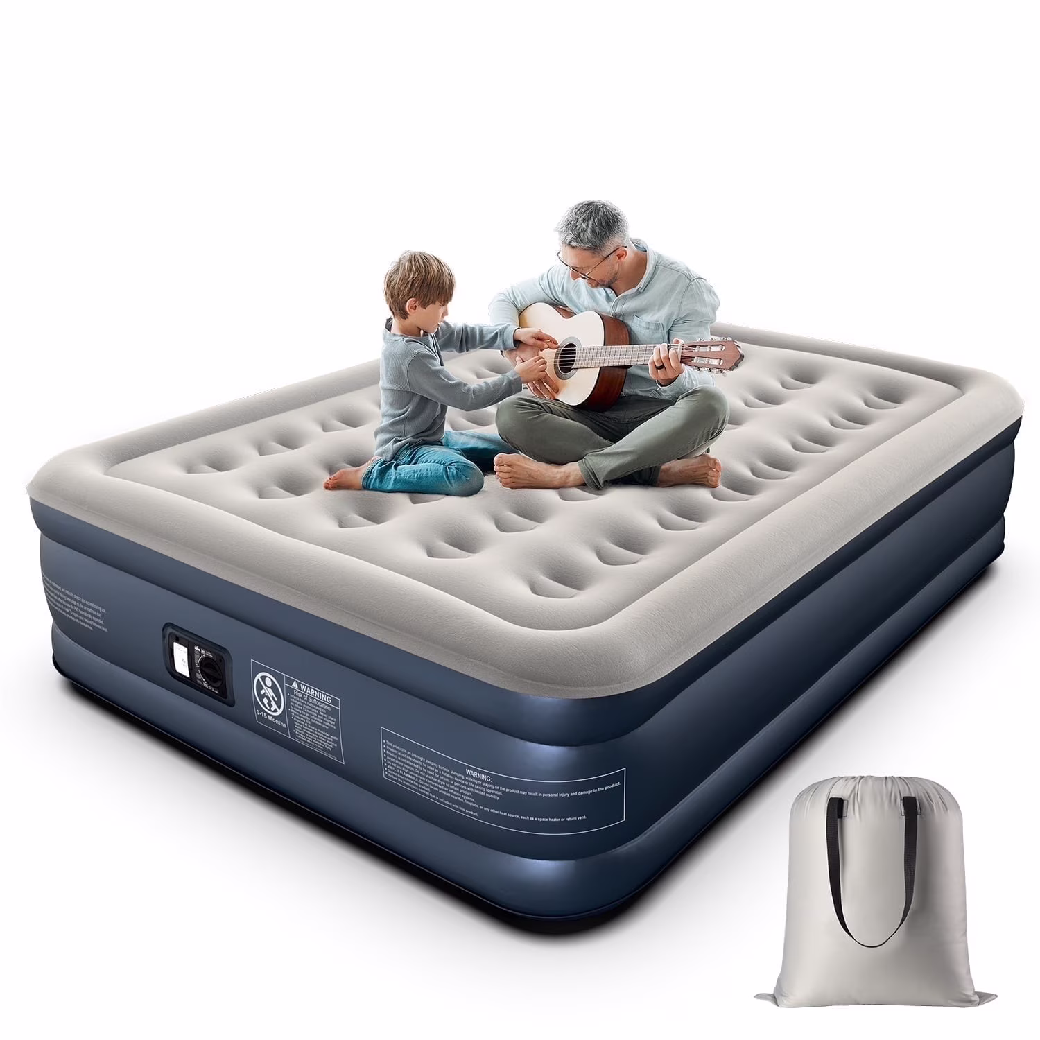 Premium Queen Size Air Mattress 18" Elevated Airbed with Built-in Pump Camping