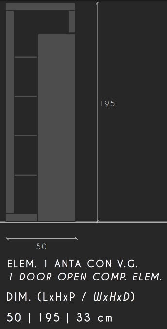 Benvenuto Design Hamburg HG Wit   Beton Badkamerkast 1-Deur 4-Planken