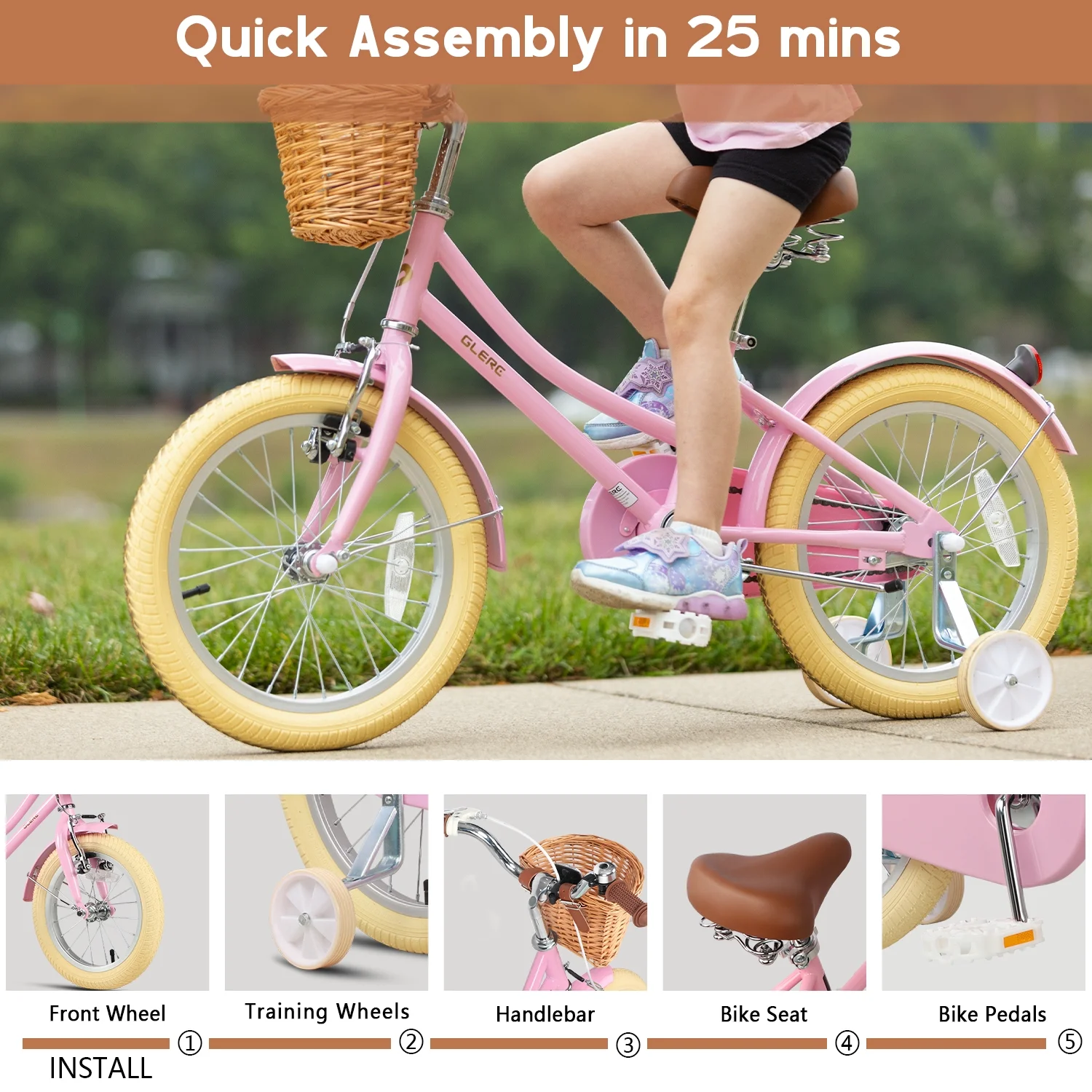 Glerc Little Molly 12 inch Kids Girls Bike for1 2-4 Years Old Child and Toddler,gifts,Pink - Image 9