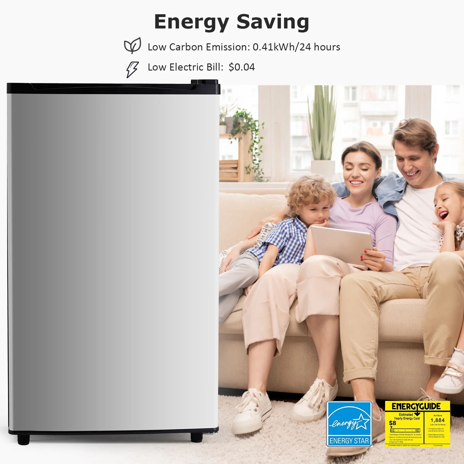 Beddle Mini Fridge with Freezer 3.2 Cu.ft Small Refrigerator for Dorm Bedroom, Compact Refrigerators Single Door Adjustable Thermostat Low Noise,Silver - Image 2