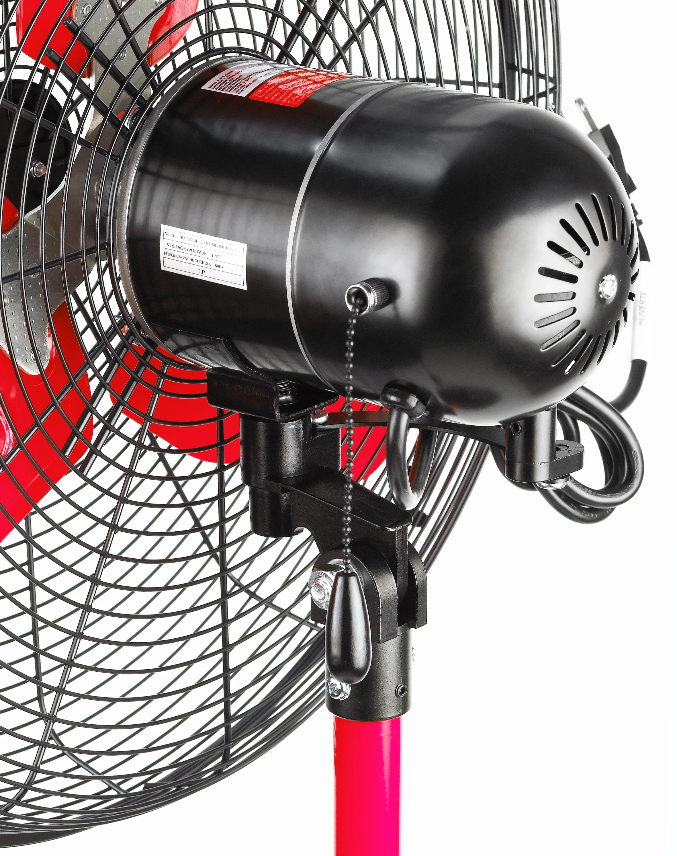 Hyper Tough 20" 3-Speed Commercial & Industrial High Velocity Oscillating Red & Black Pedestal Fan - Image 6