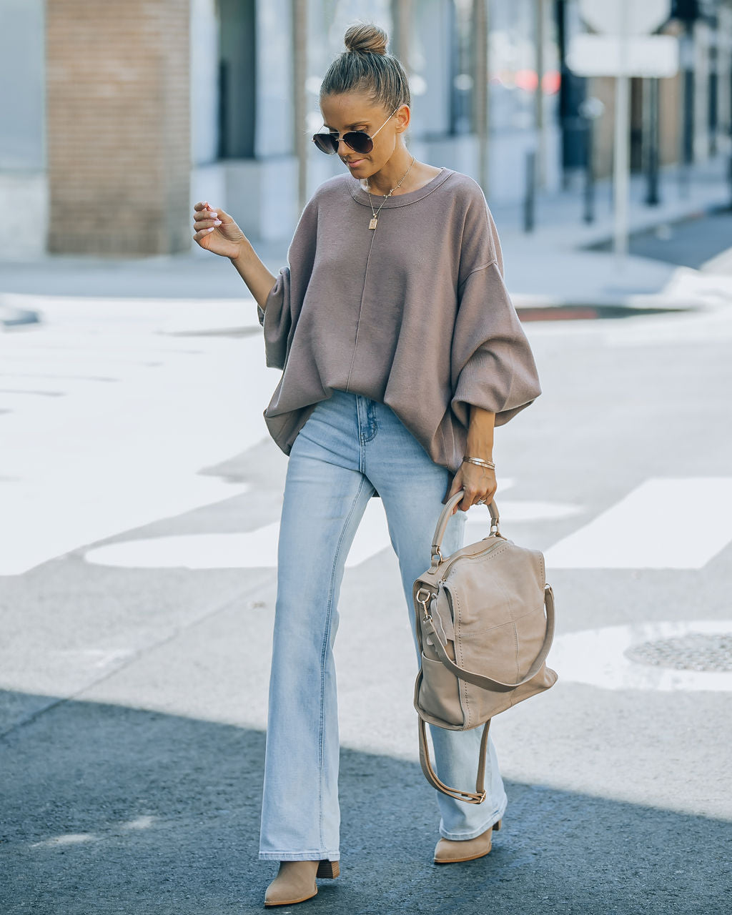 Running Errands Knit Oversized Pullover Sweater - Chocolate - Se7enfashion