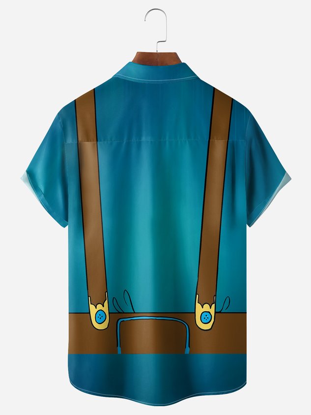 Lederhosen Chest Pocket Short Sleeves Casual Shirt