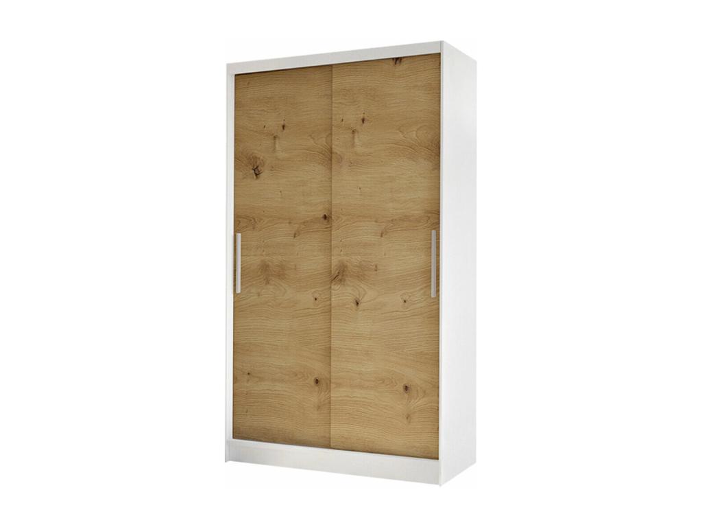 Armario Abodeia 163 - Blanco - Roble Artisan - 200x100x58cm - Puertas de armario Correderas