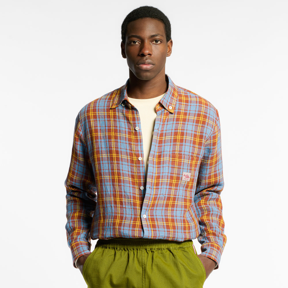 Au Vieux Campeur - Chemise Elmer à Carreaux - Marron Bleu & Jaune