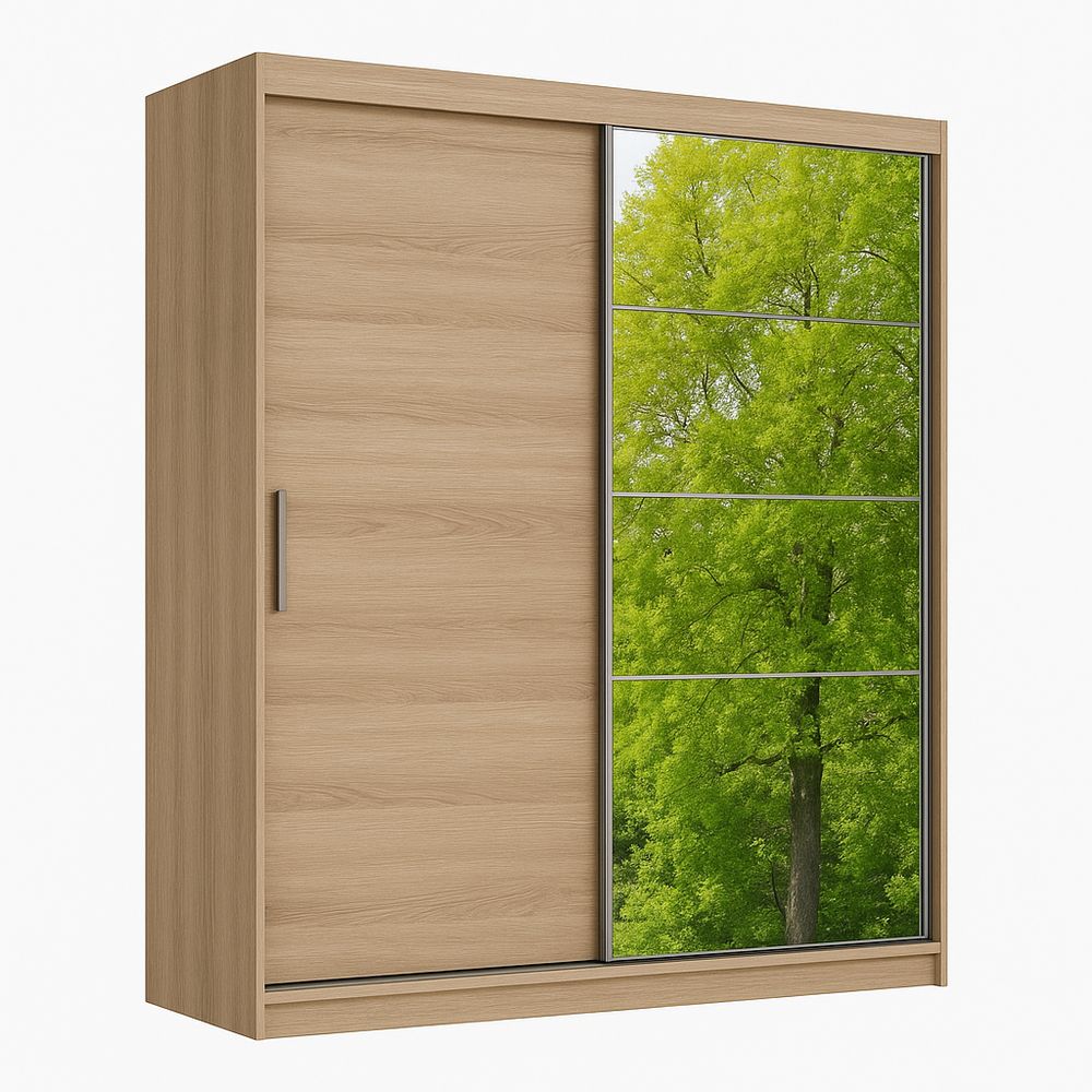 Armario Deslizante de Madera con Espejo 3 Puertas,Moderno y Funcional,Ideal para Habitaciones