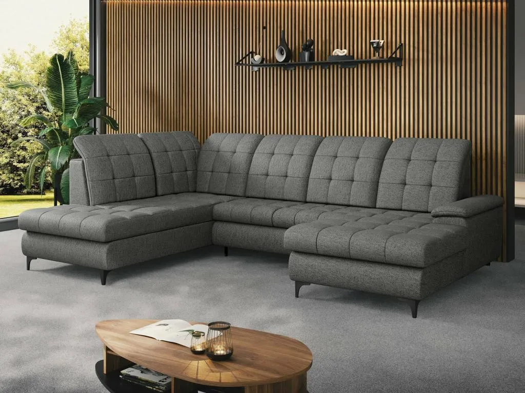 Sofá rinconero Decoesp 100 Gris Función de descanso Caja de ropa de cama 330x212cm 78436BBFT
