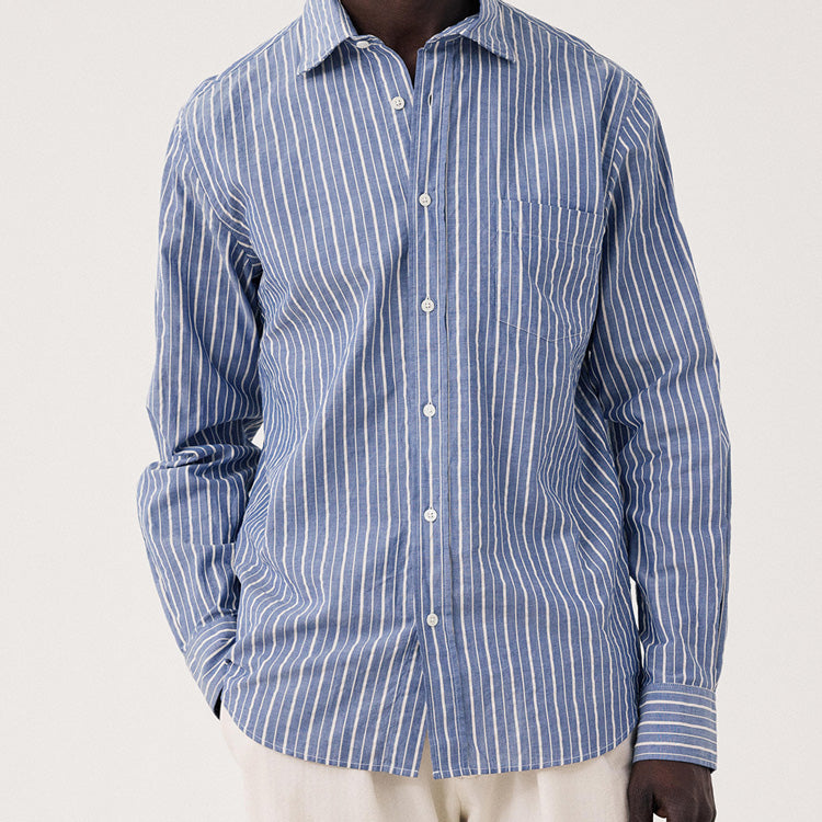 Hartford - Chemise Paul Dobby Stripes - Blue Cream