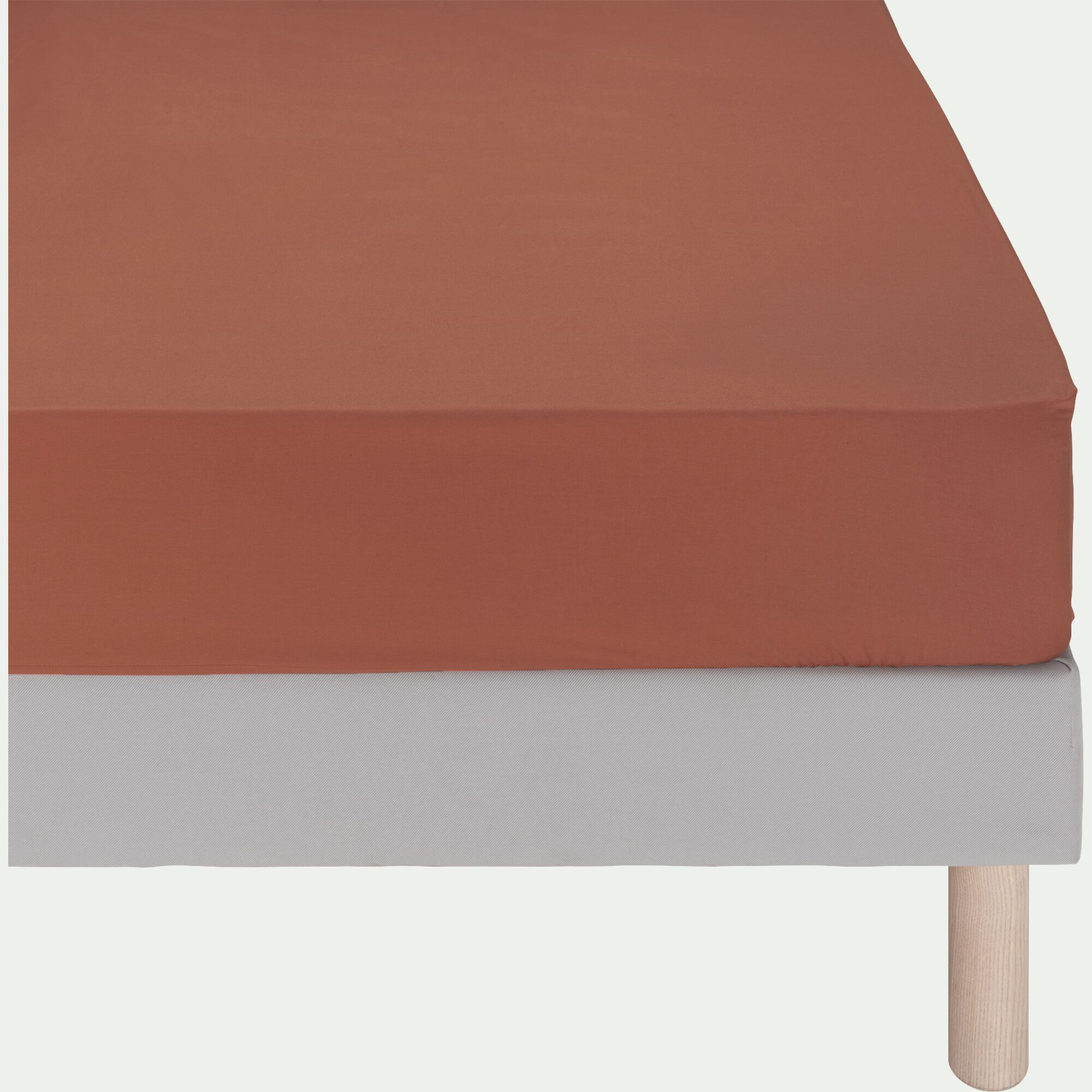 EOLI - Drap housse en coton 180x200cm B30cm - terracotta