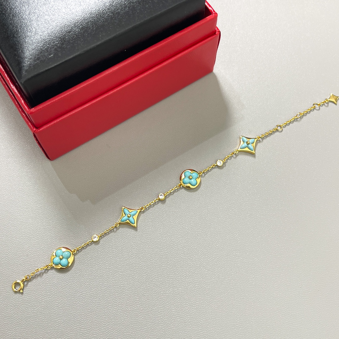 Louis Vuitton 4 Motifs Blue Amazonite Bracelet - Original Replica Club