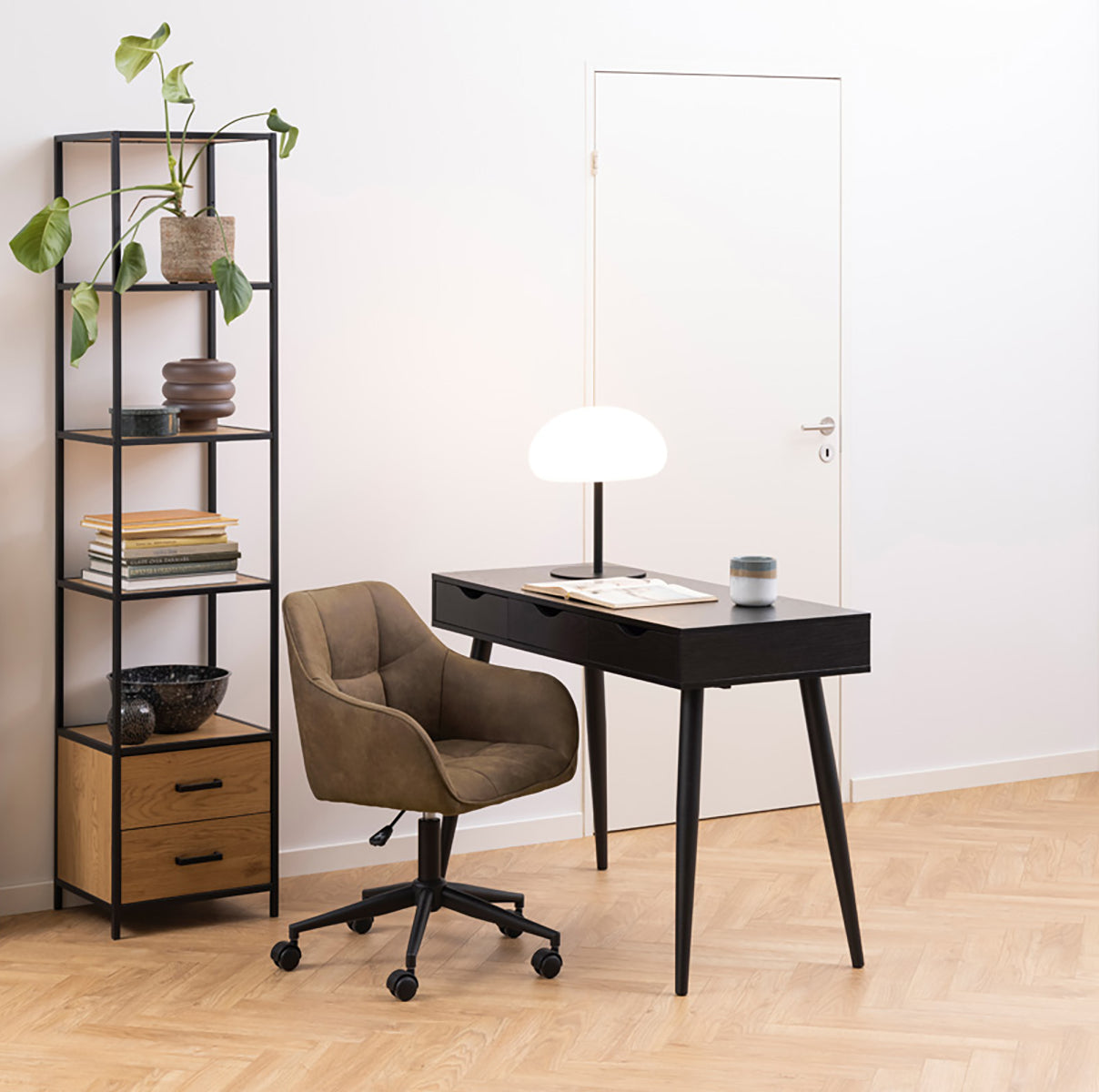 Lisomme Keet houten bureau zwart - met 3 lades - 110 x 50 cm