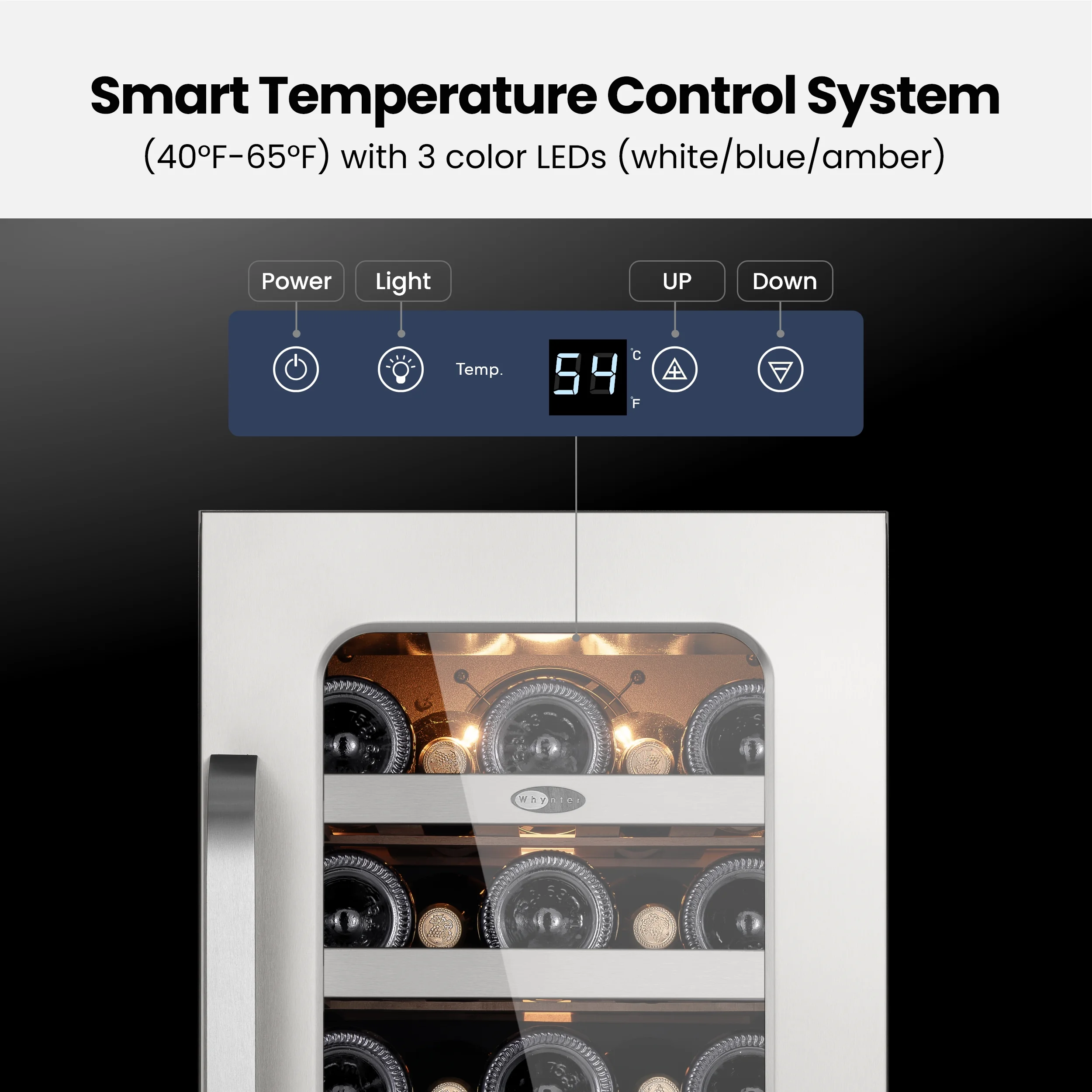 Whynter 15 Inch Wine Fridge Cooler - 33 Bottles Wine Fridge with Glass Door, Small Wine Refrigerator with 3 LED Light Built-in for Home Bar Kitchen - Image 3