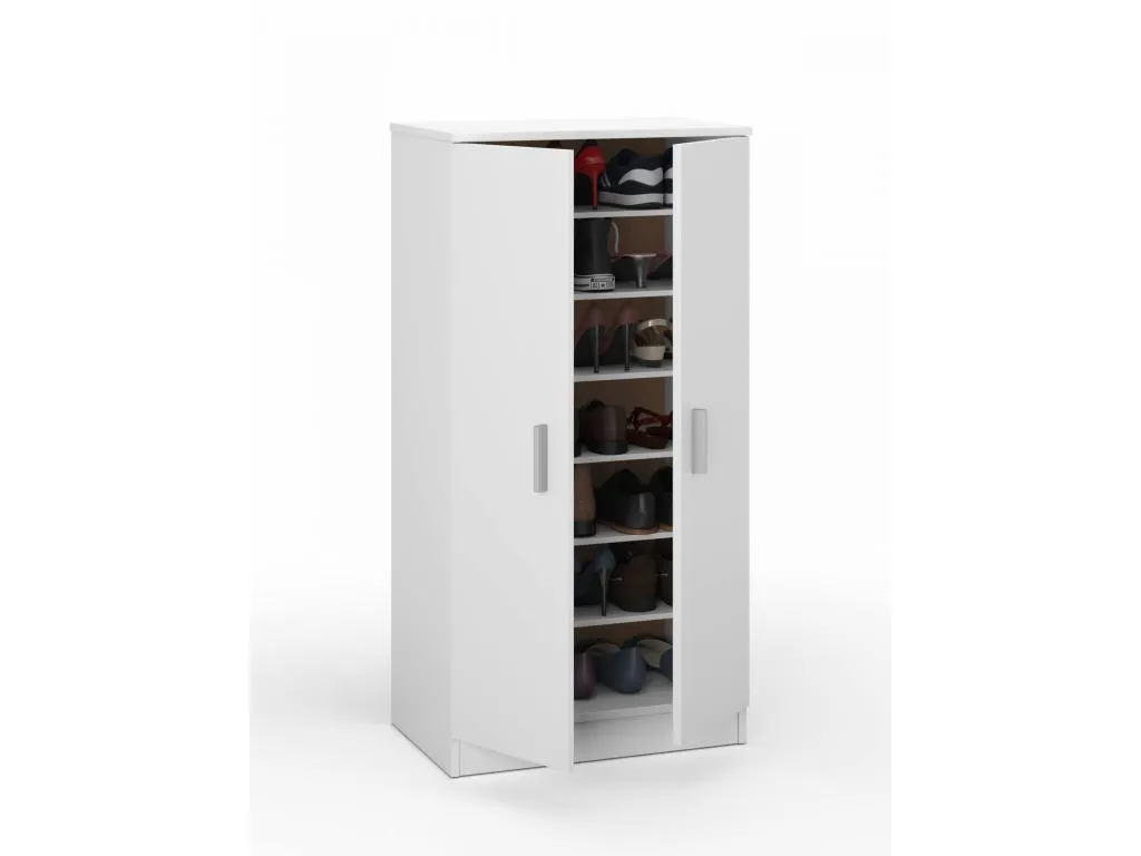 Armario multifunción Banakdecoracion Armario auxiliar de 2 puertas Zapatero bajo con 6 baldas zapatero moderno 55x36h108 cm Blanco YUVF03267