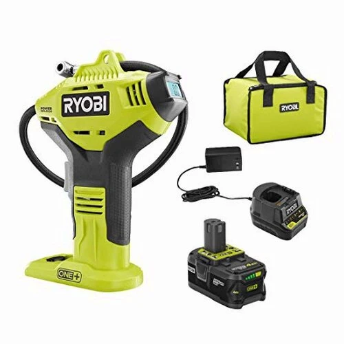 RYOBI ONE+ Cordless Air Inflator With Digital Gauge, 18V 4.0 Ah Lithium-Ion Battery - P737D RYOBI ONE+ Cordless Air Inflator With Digital Gauge, 18V 4.0 Ah Lithium-Ion Battery - P737D