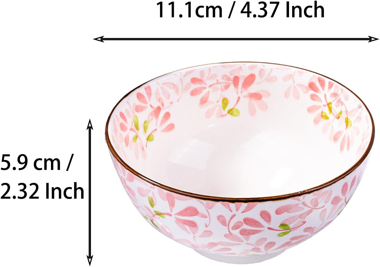 Japanese Ceramic Rice Bowls Set of 4, Porcelain Dessert Bowls Ice Cream Bowls Set Microwave Safe for Snacks, Salad, Dips, Rice
