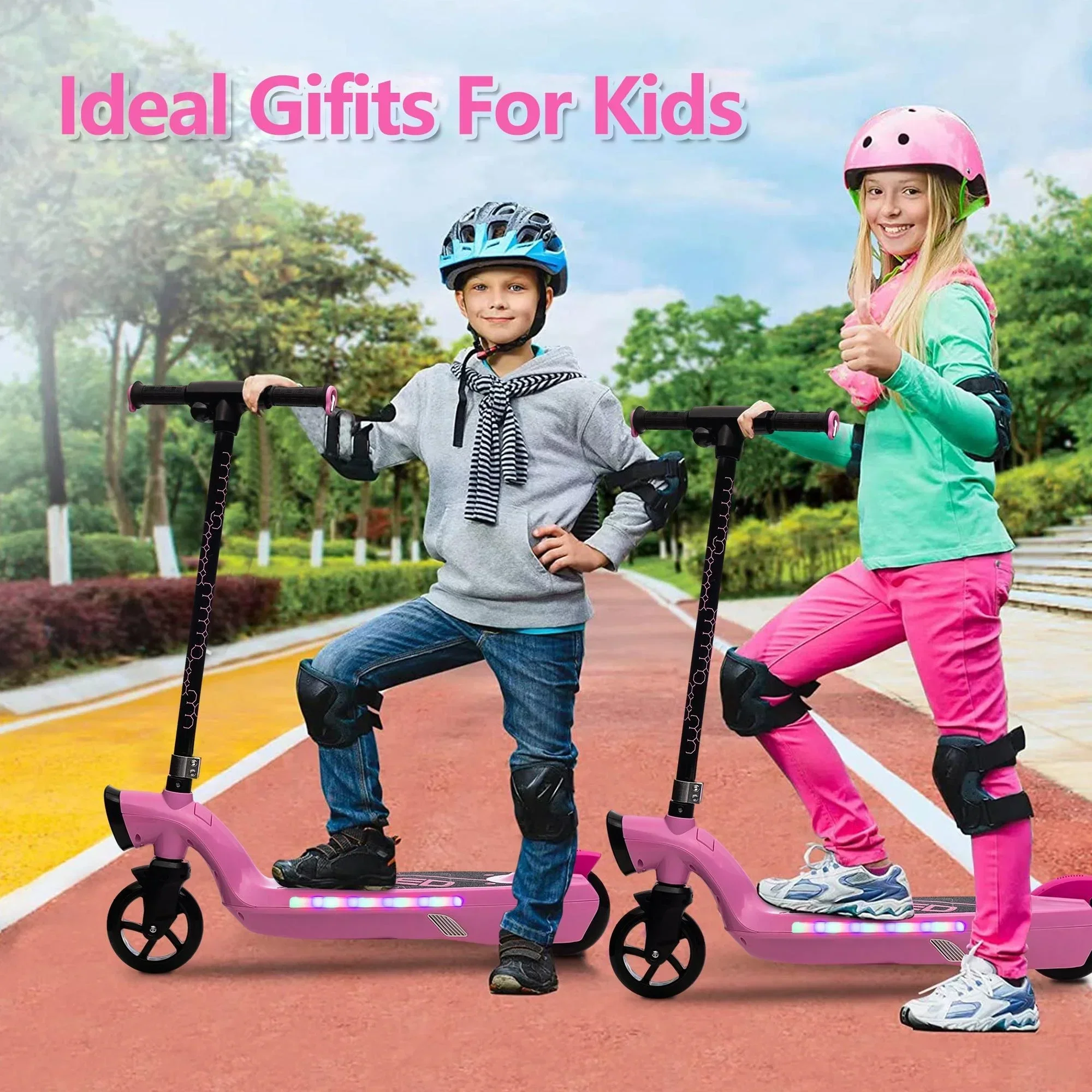 iRerts Kids Electric Scooter 12V 45W With Front Light, Rear Brake And Colorful Deck Light - Pink - Image 8 iRerts Kids Electric Scooter 12V 45W With Front Light, Rear Brake And Colorful Deck Light - Pink - Image 8