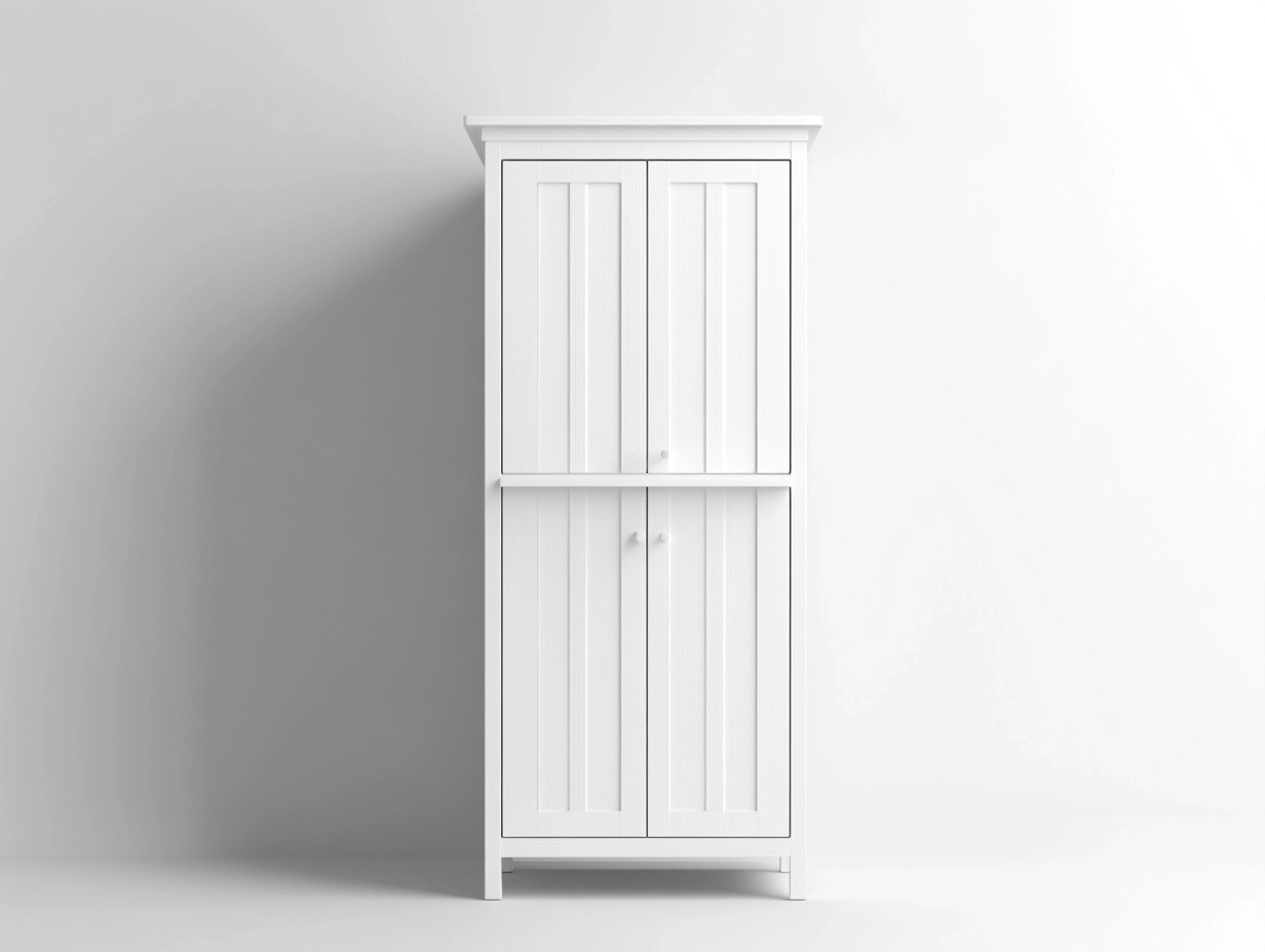 Armario alto blanco de madera 180x80x40cm para dormitorio estilo moderno con doble puerta almacenamiento