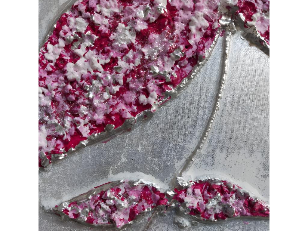 Reloj artesanal de pared Flores Piedra Fucsia